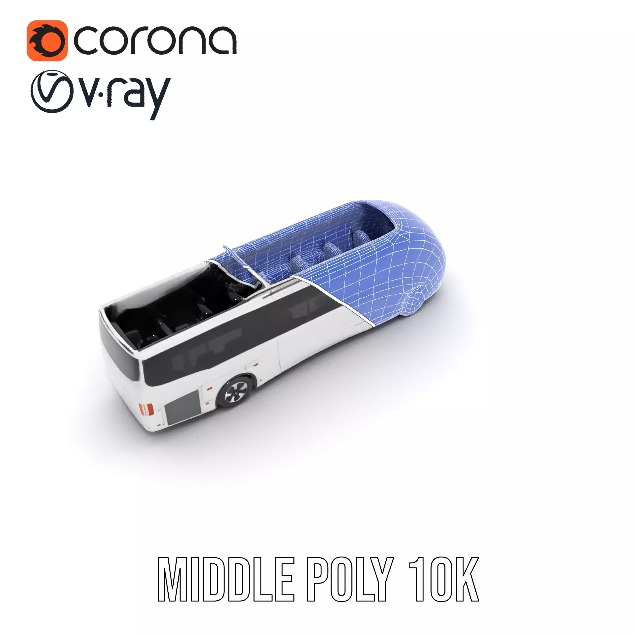 Futuristic White Bus model pack Low-poly 3D model_27