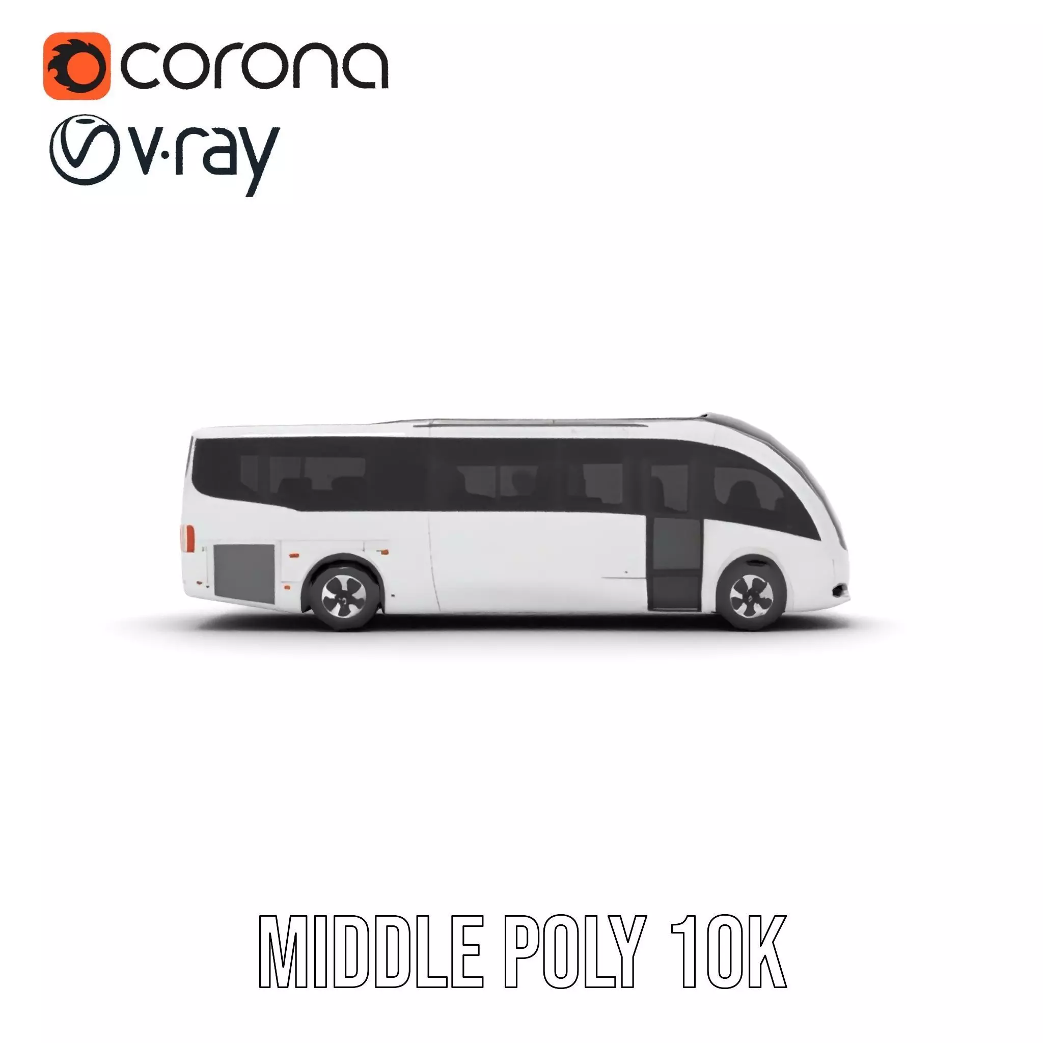 Futuristic White Bus model pack Low-poly 3D model_13