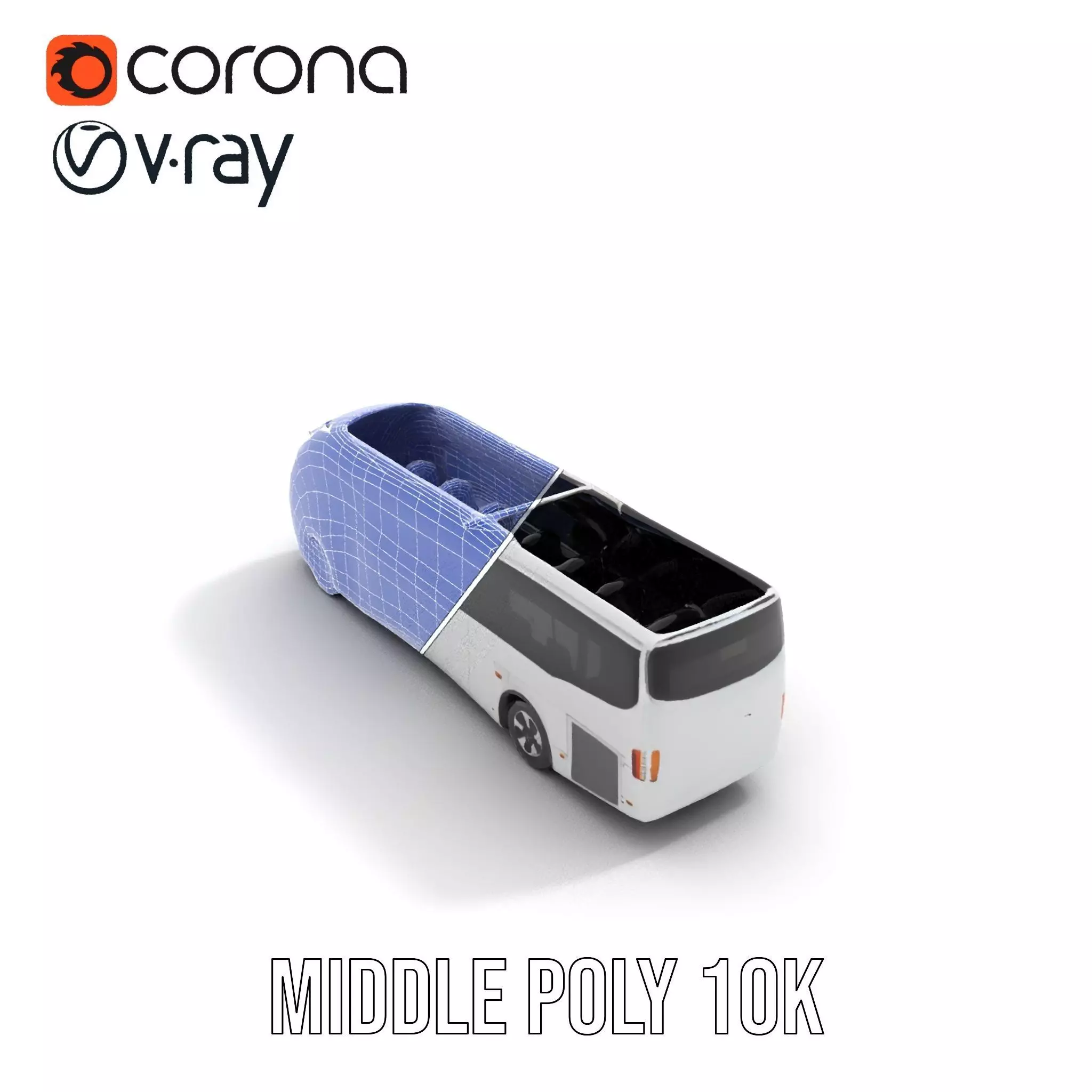 Futuristic White Bus model pack Low-poly 3D model_15