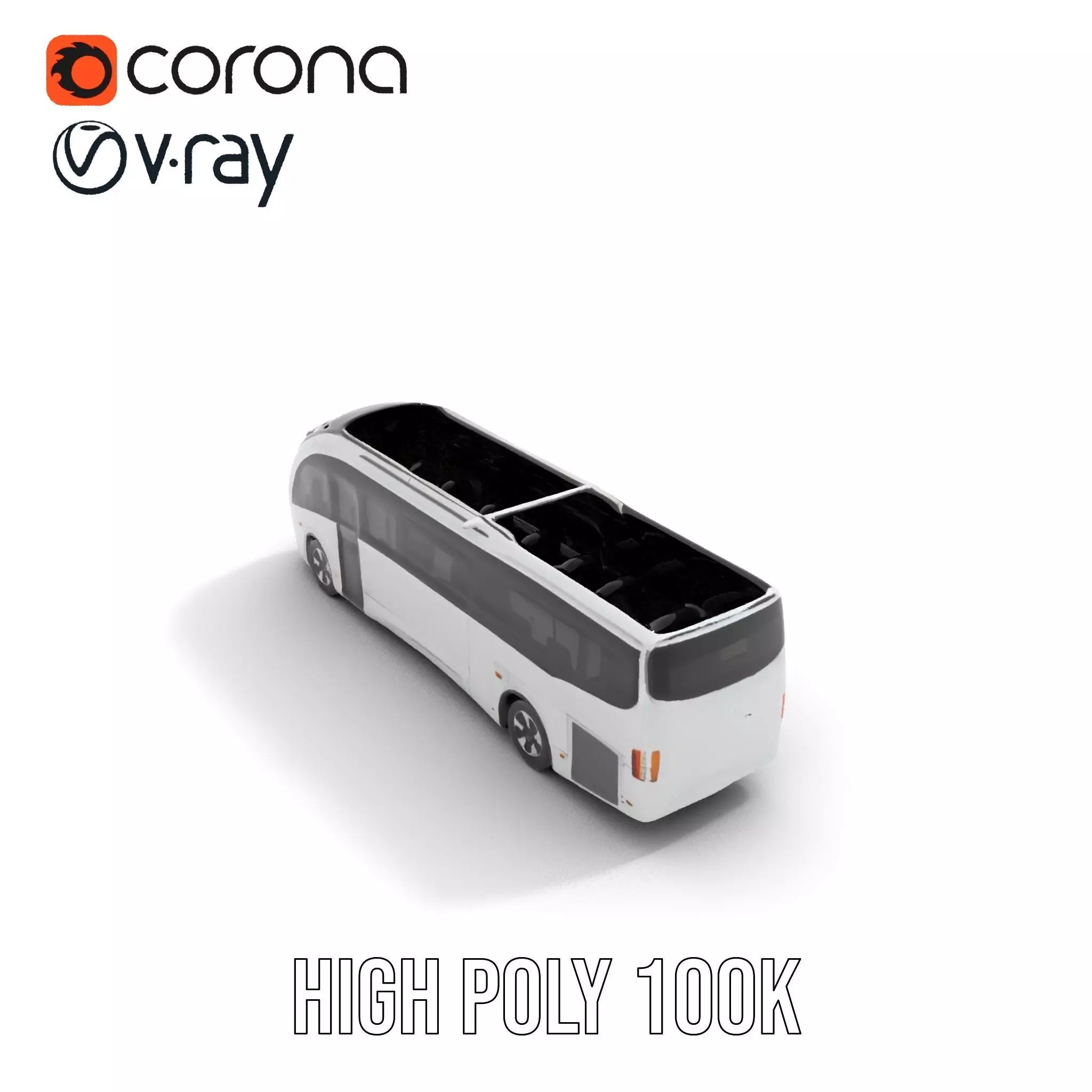 Futuristic White Bus model pack Low-poly 3D model_17