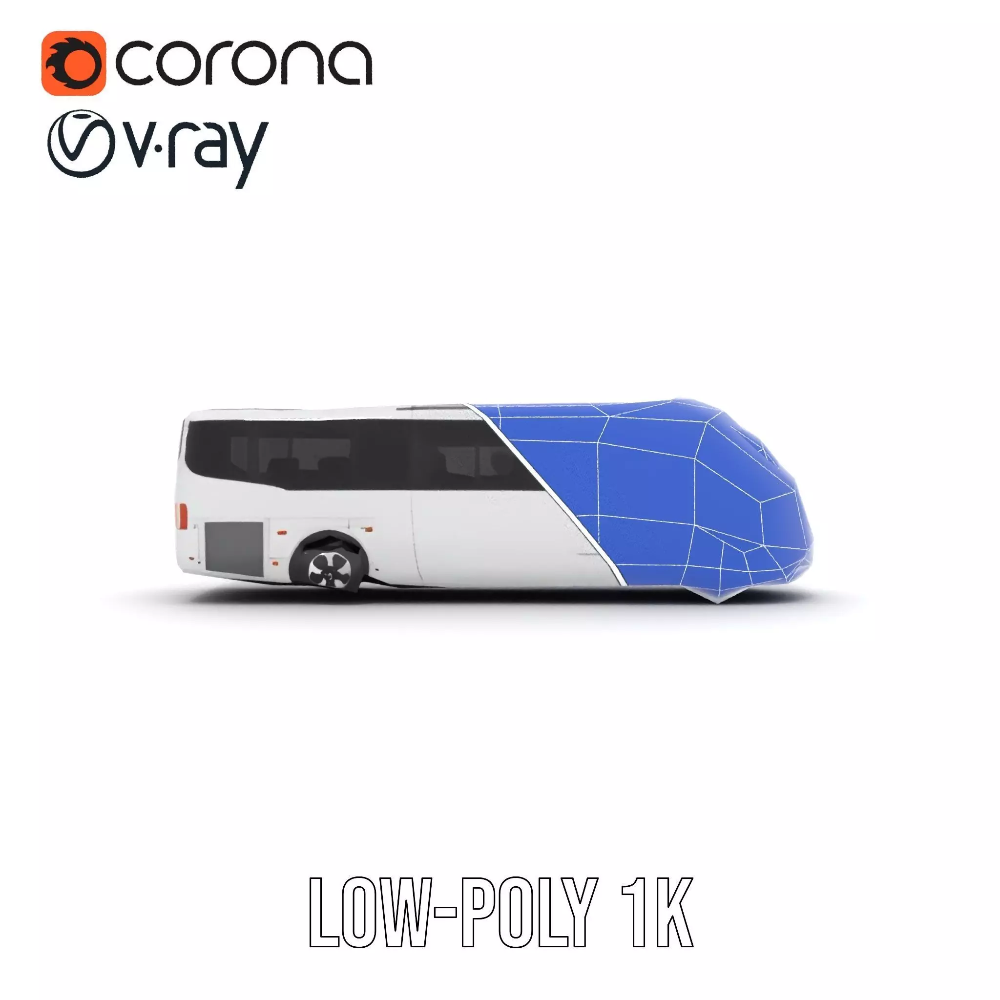 Futuristic White Bus model pack Low-poly 3D model_31