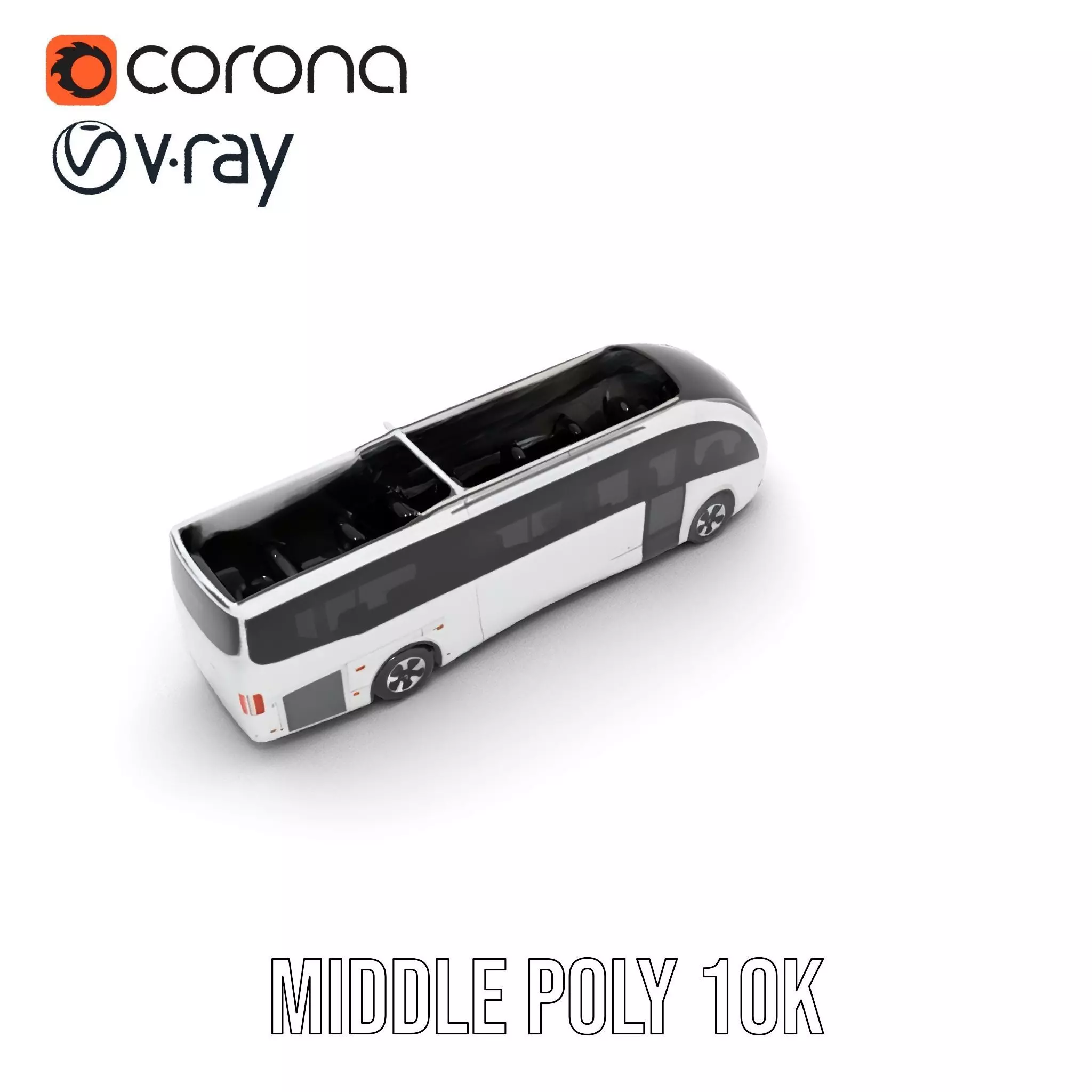 Futuristic White Bus model pack Low-poly 3D model_10