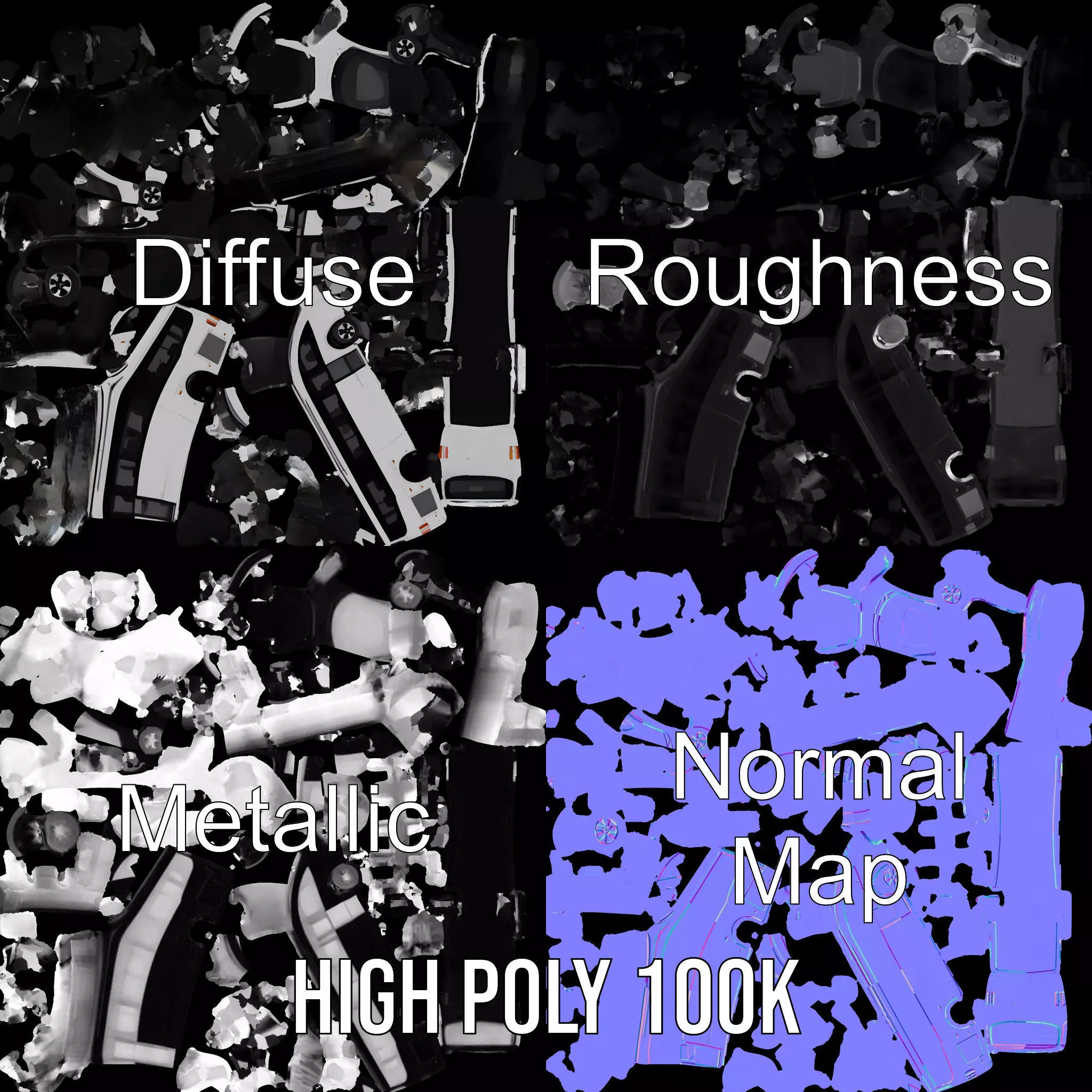 Futuristic White Bus model pack Low-poly 3D model_3