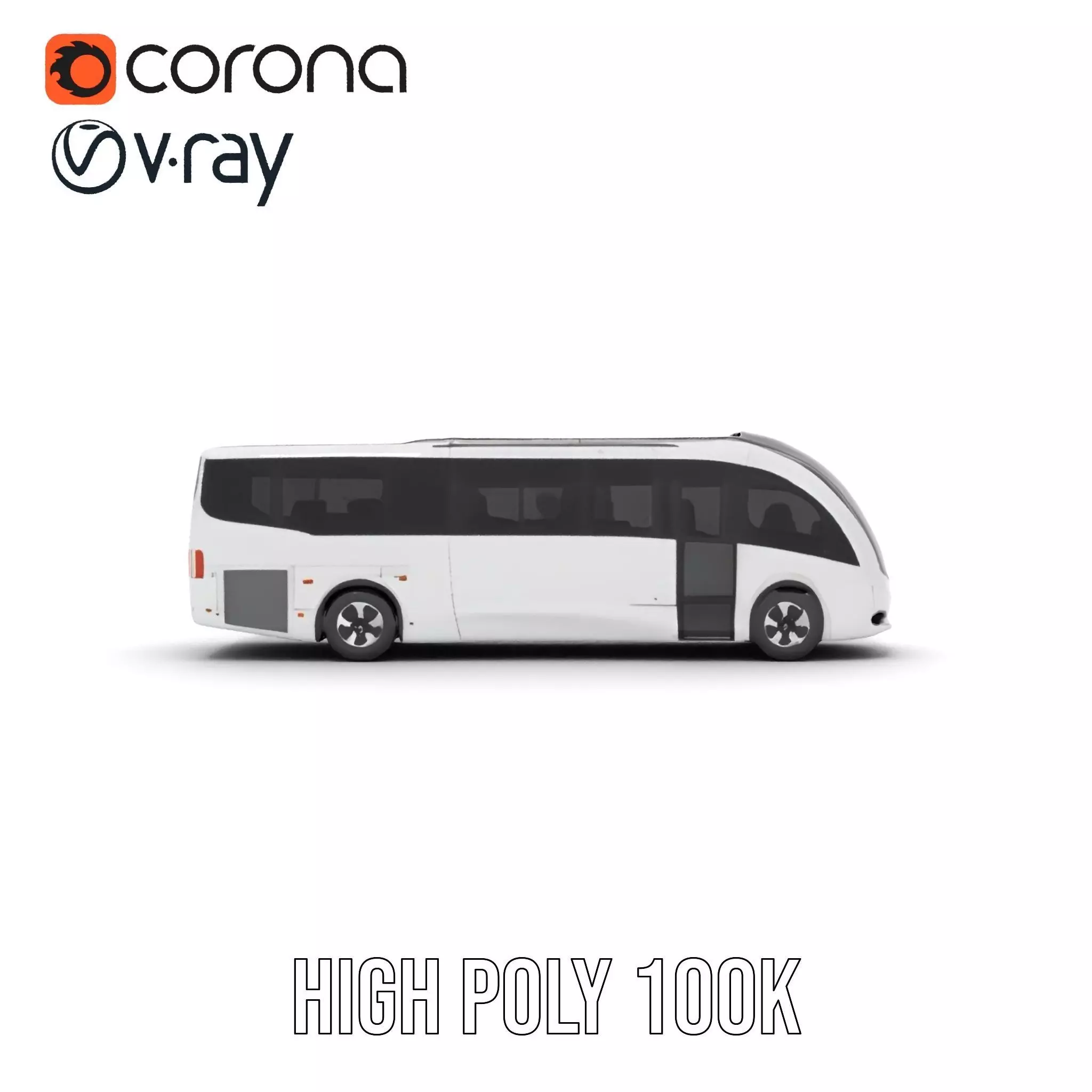 Futuristic White Bus model pack Low-poly 3D model_32