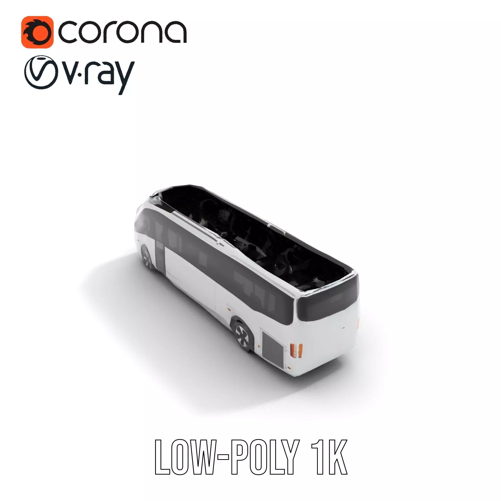 Futuristic White Bus model pack Low-poly 3D model_7