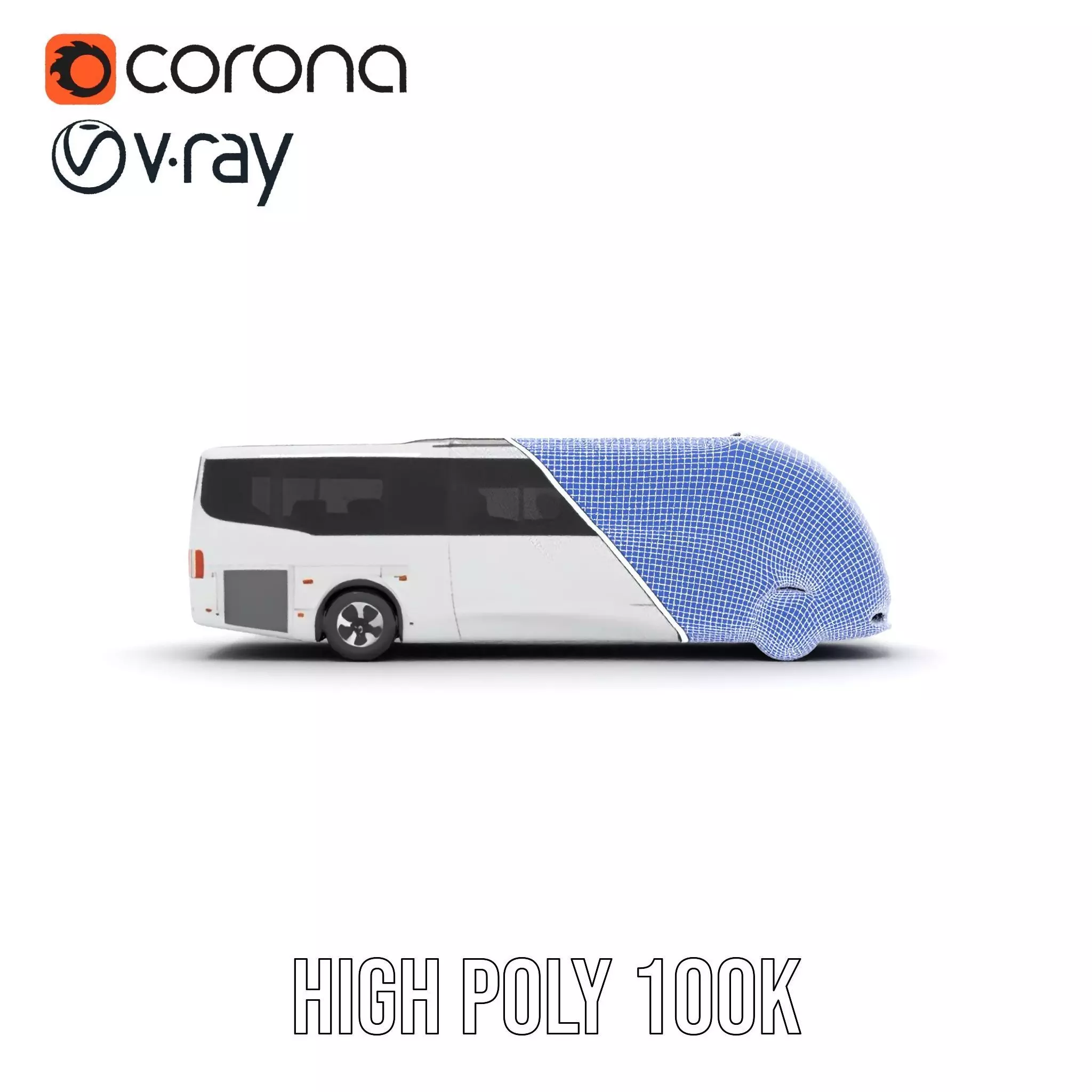 Futuristic White Bus model pack Low-poly 3D model_29