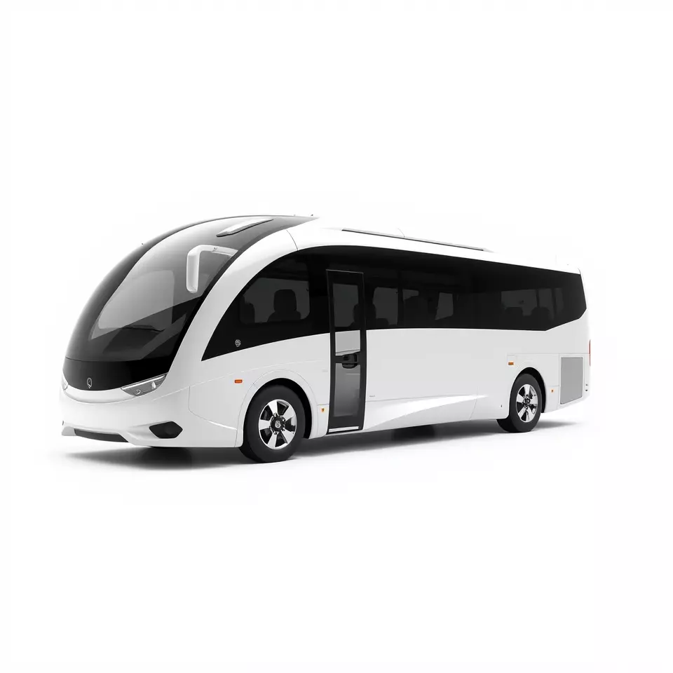 Futuristic White Bus model pack Low-poly 3D model_2