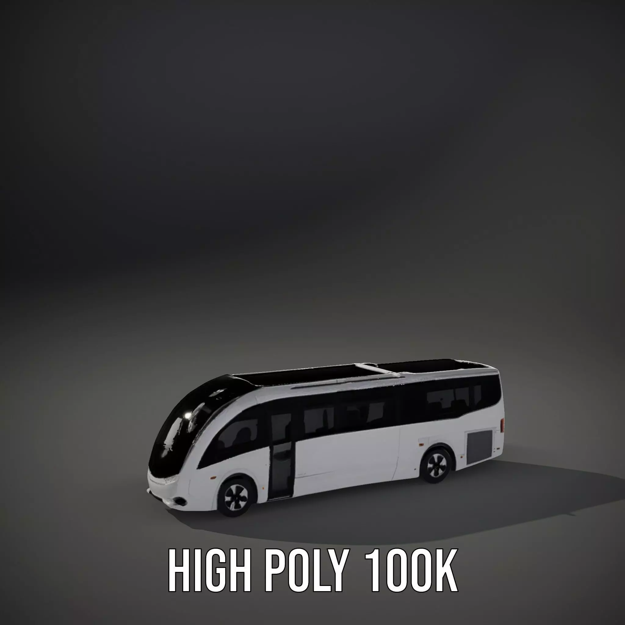 Futuristic White Bus model pack Low-poly 3D model_12