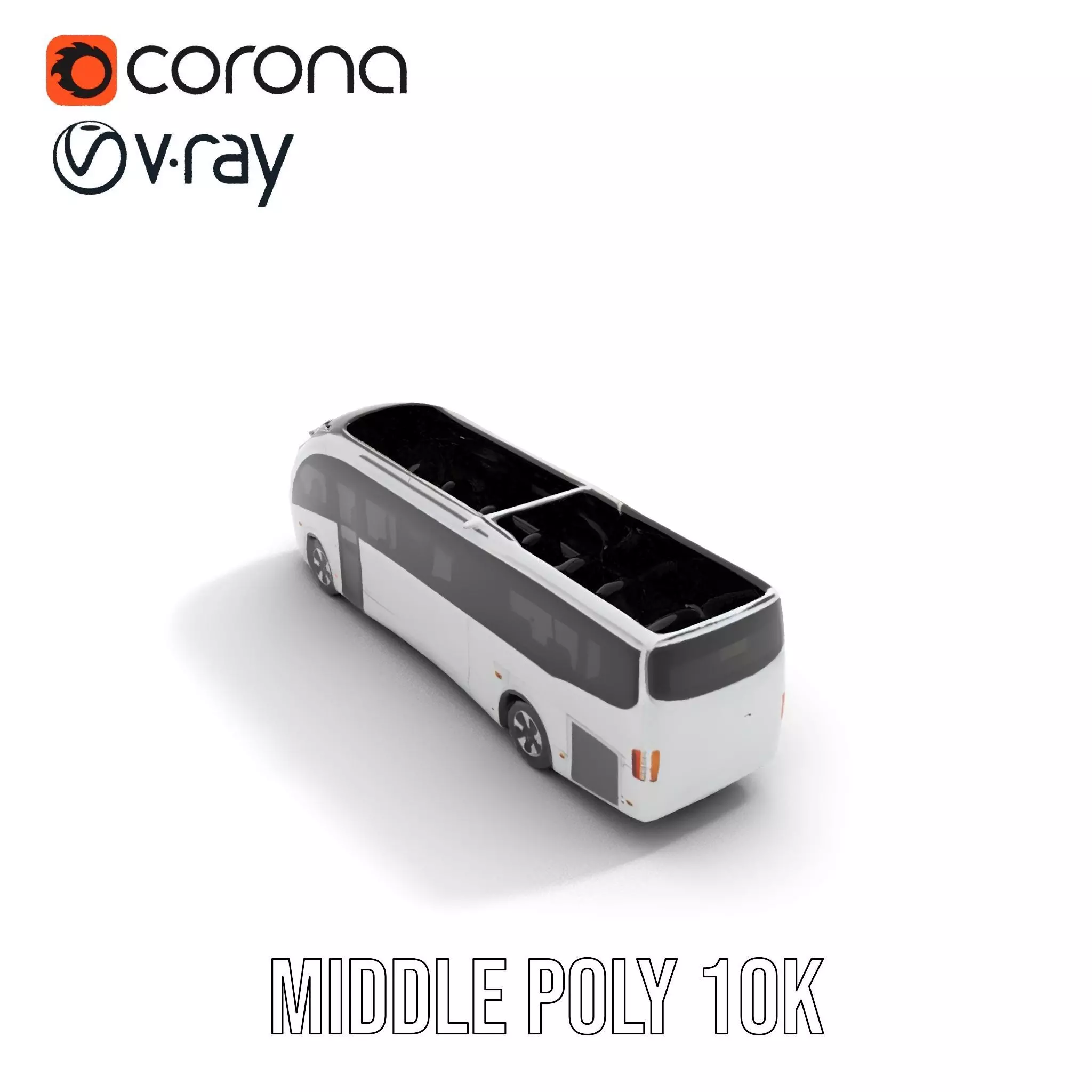 Futuristic White Bus model pack Low-poly 3D model_5