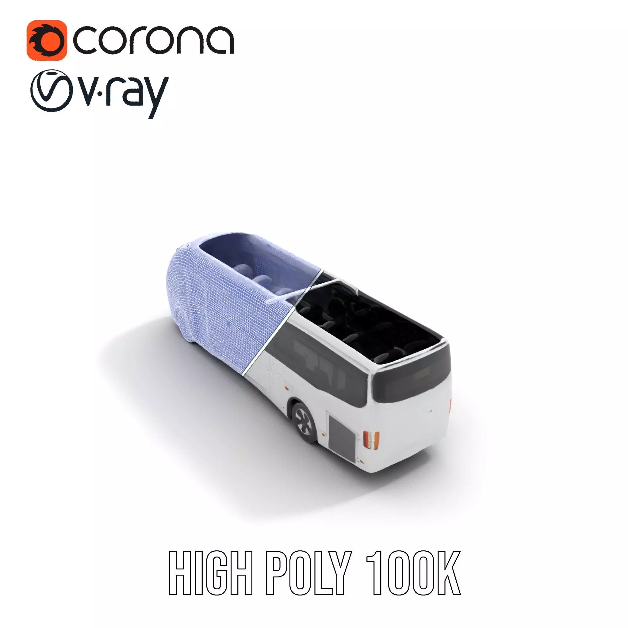 Futuristic White Bus model pack Low-poly 3D model_33