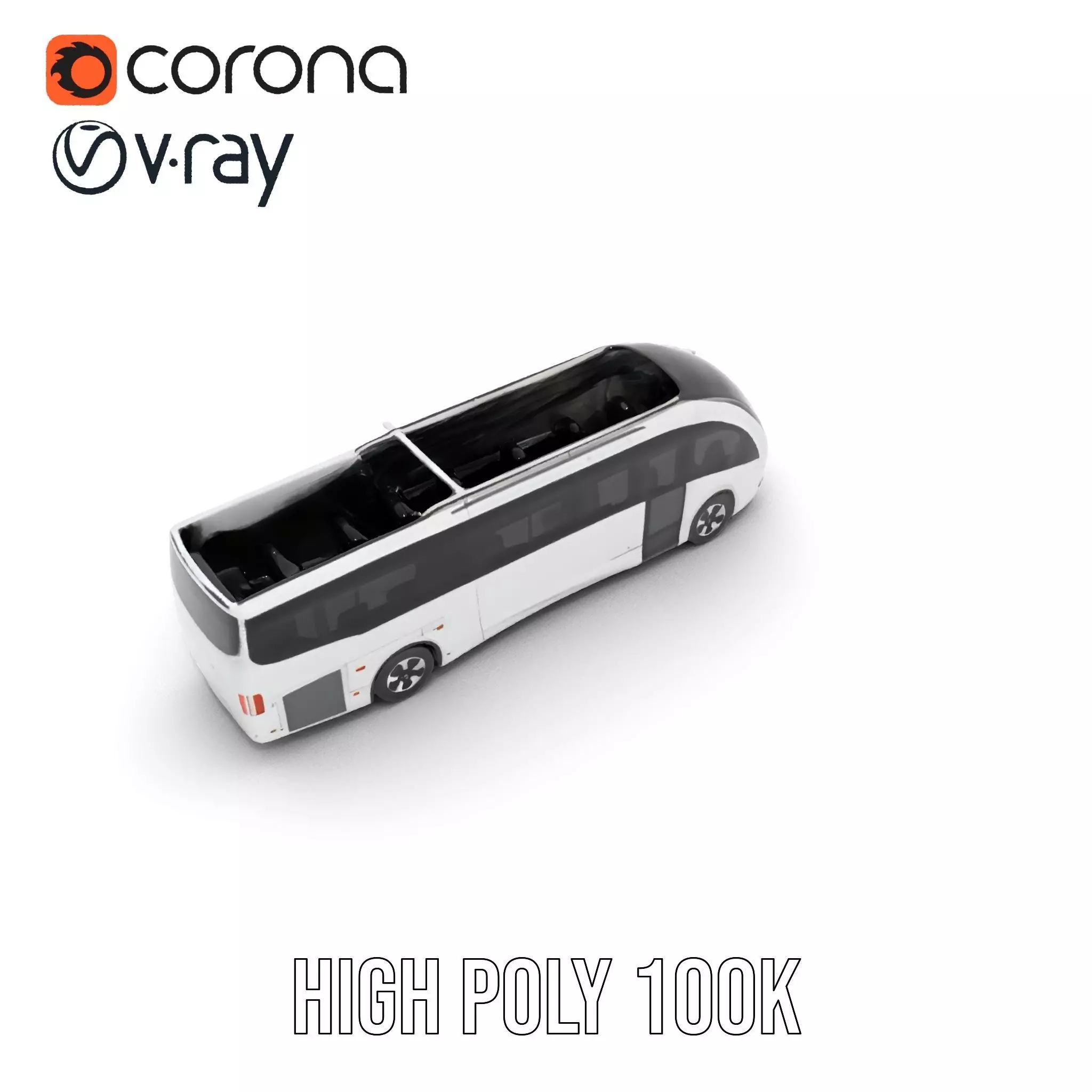 Futuristic White Bus model pack Low-poly 3D model_20