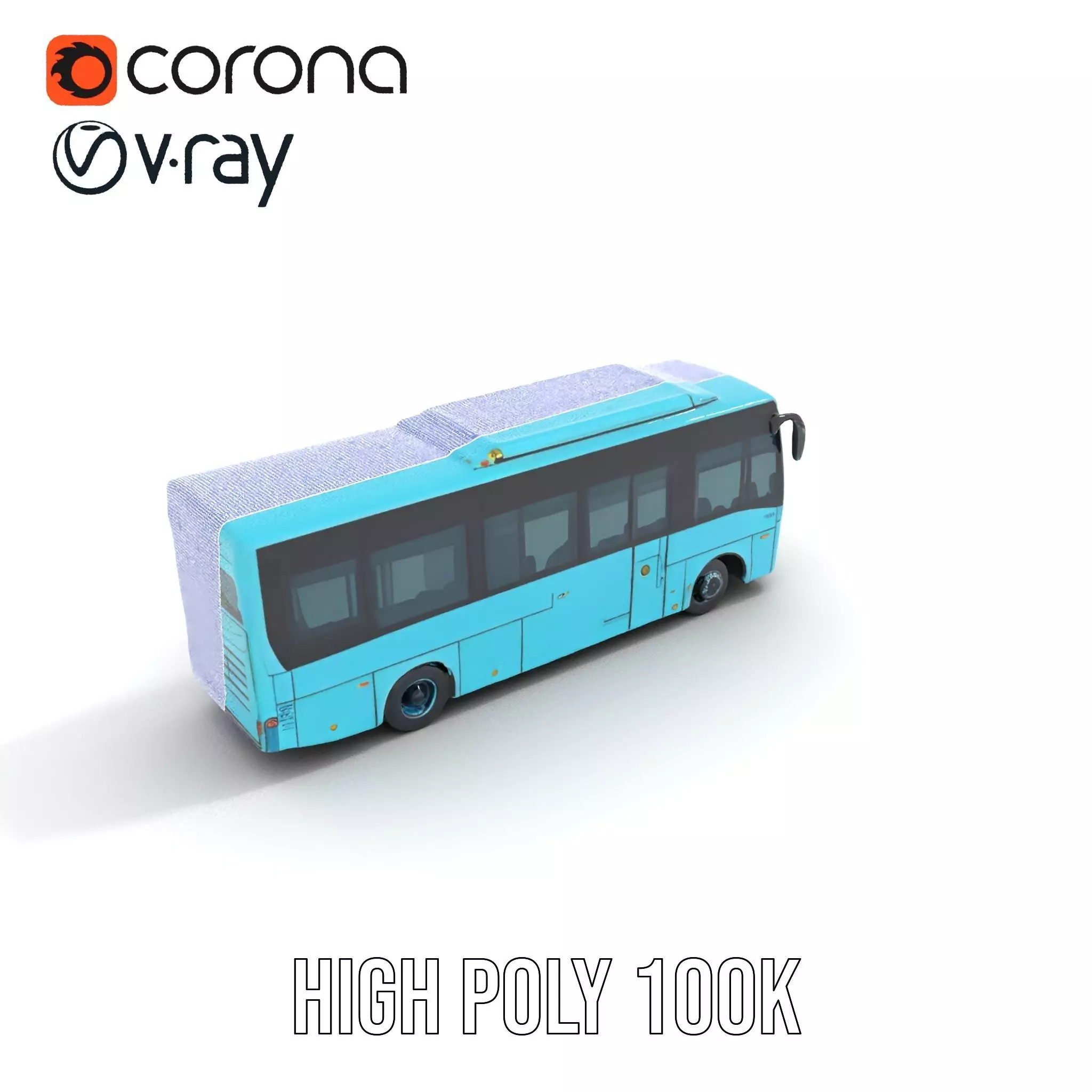 Sky Blue Bus model pack Low-poly 3D model_32