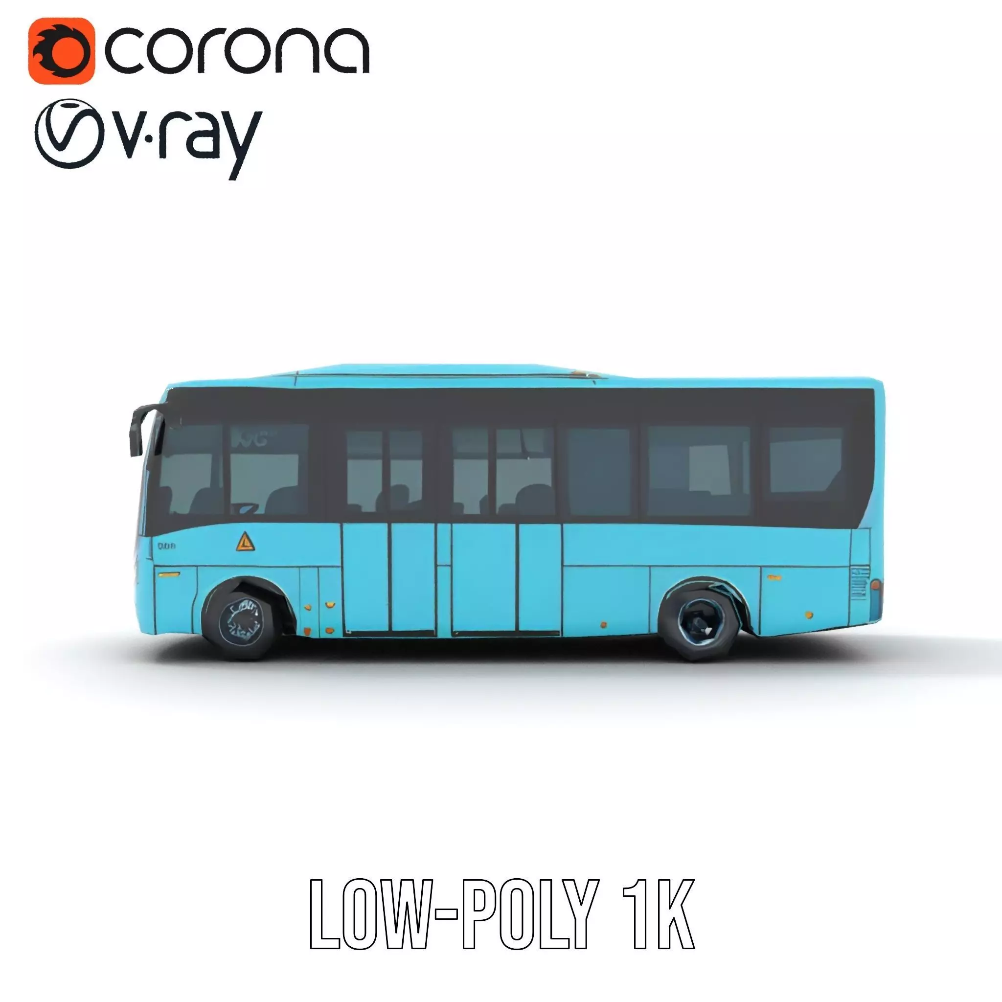 Sky Blue Bus model pack Low-poly 3D model_14