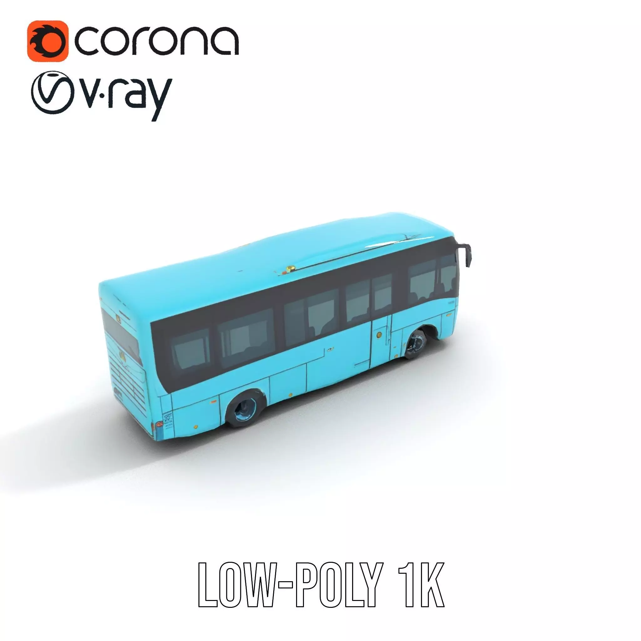 Sky Blue Bus model pack Low-poly 3D model_25