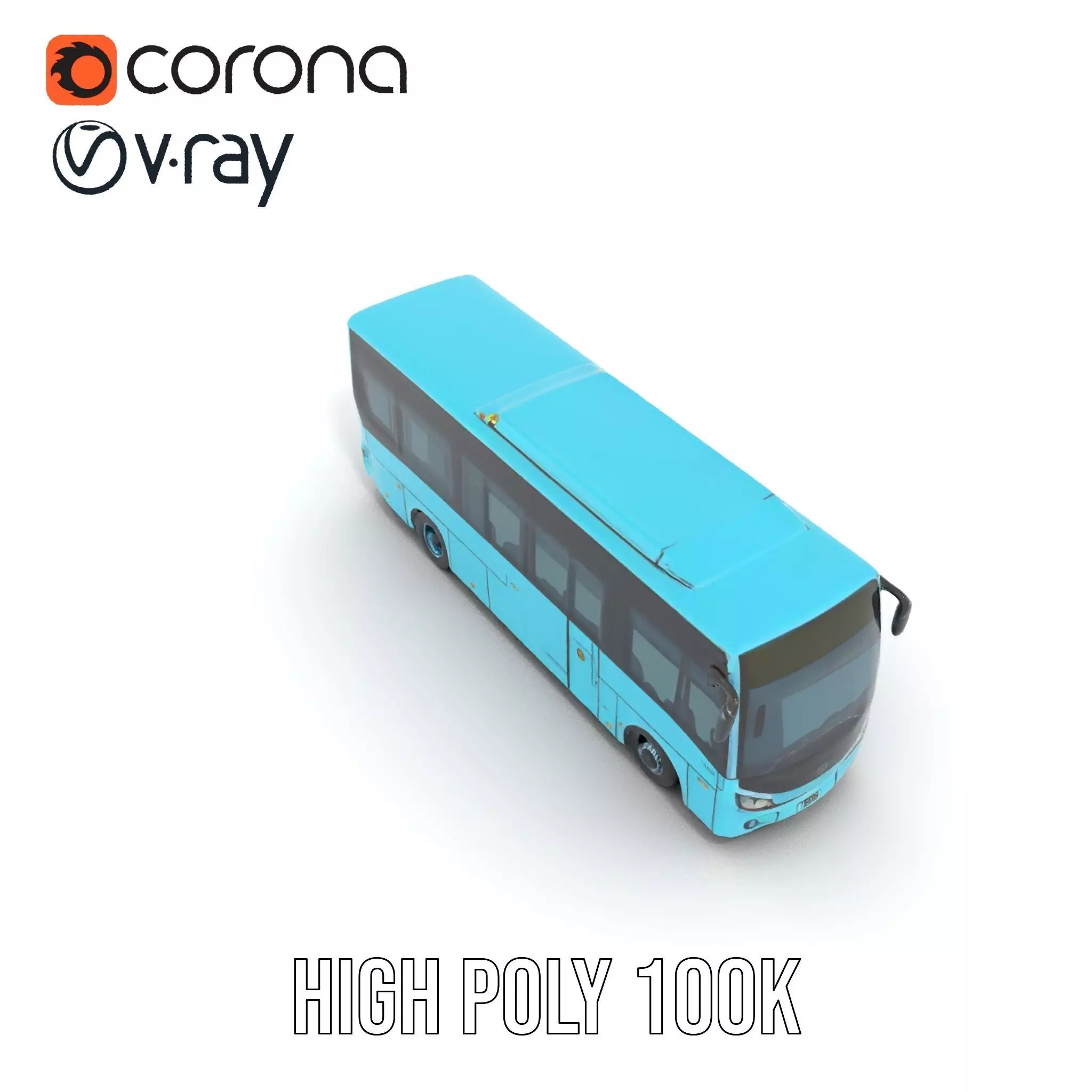 Sky Blue Bus model pack Low-poly 3D model_21