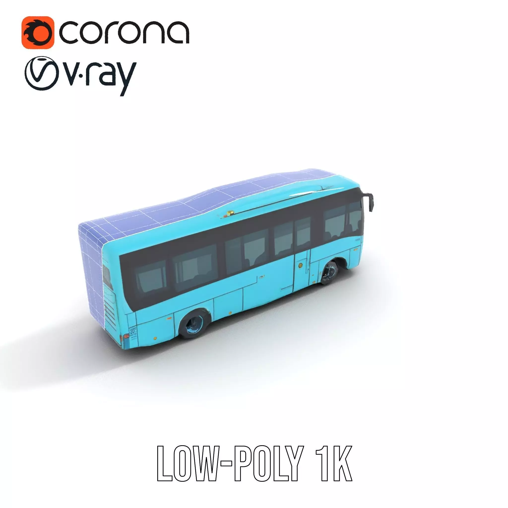 Sky Blue Bus model pack Low-poly 3D model_30
