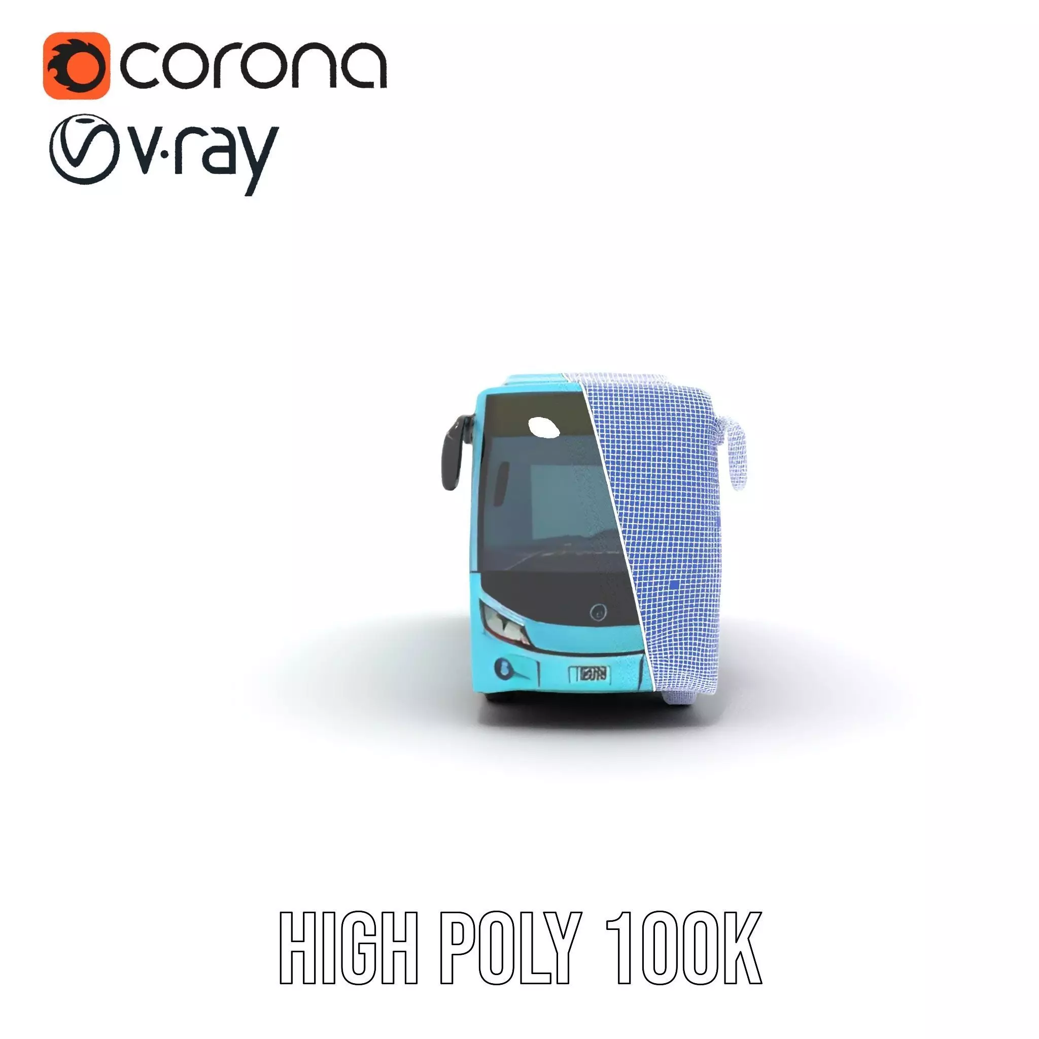 Sky Blue Bus model pack Low-poly 3D model_33