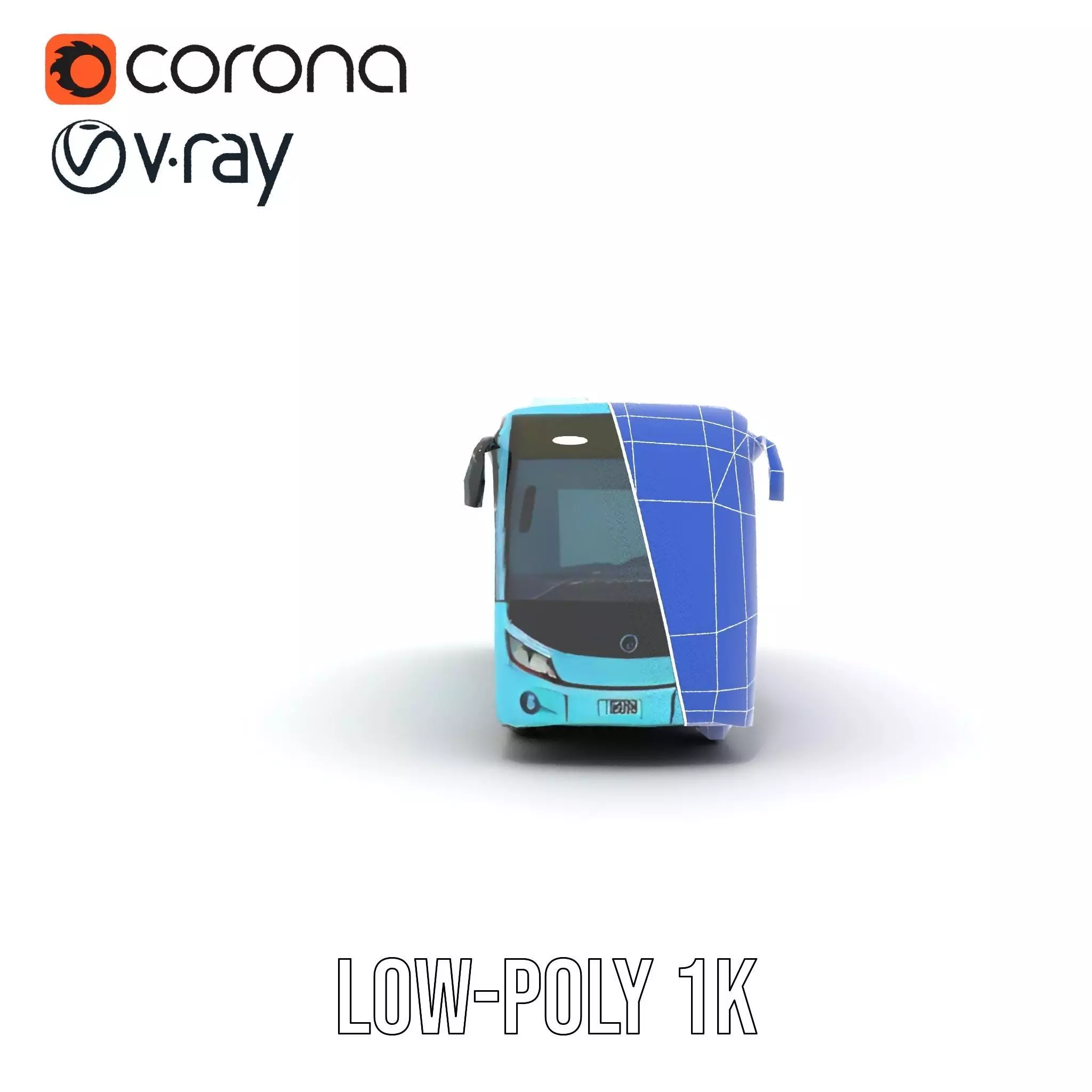 Sky Blue Bus model pack Low-poly 3D model_9