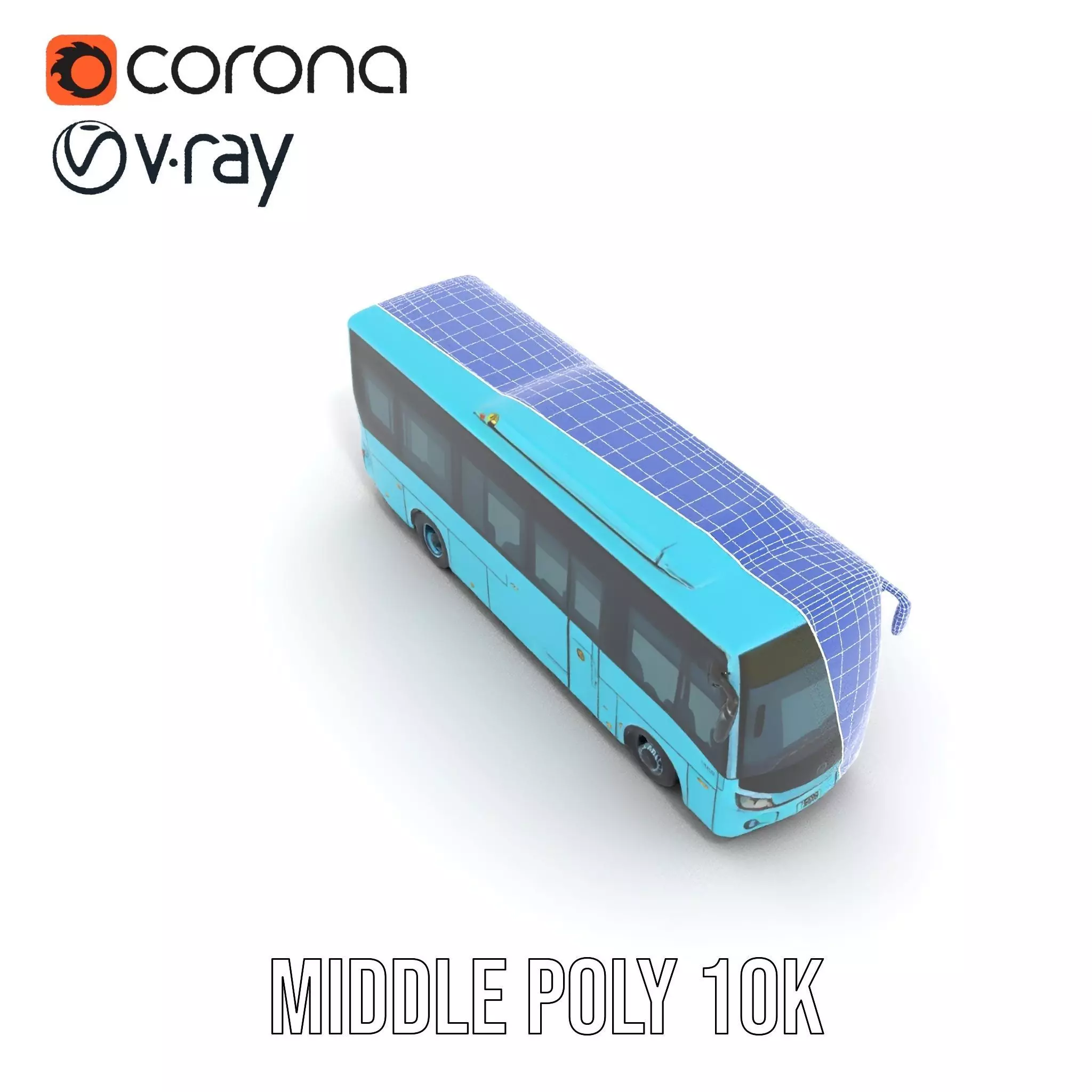Sky Blue Bus model pack Low-poly 3D model_24