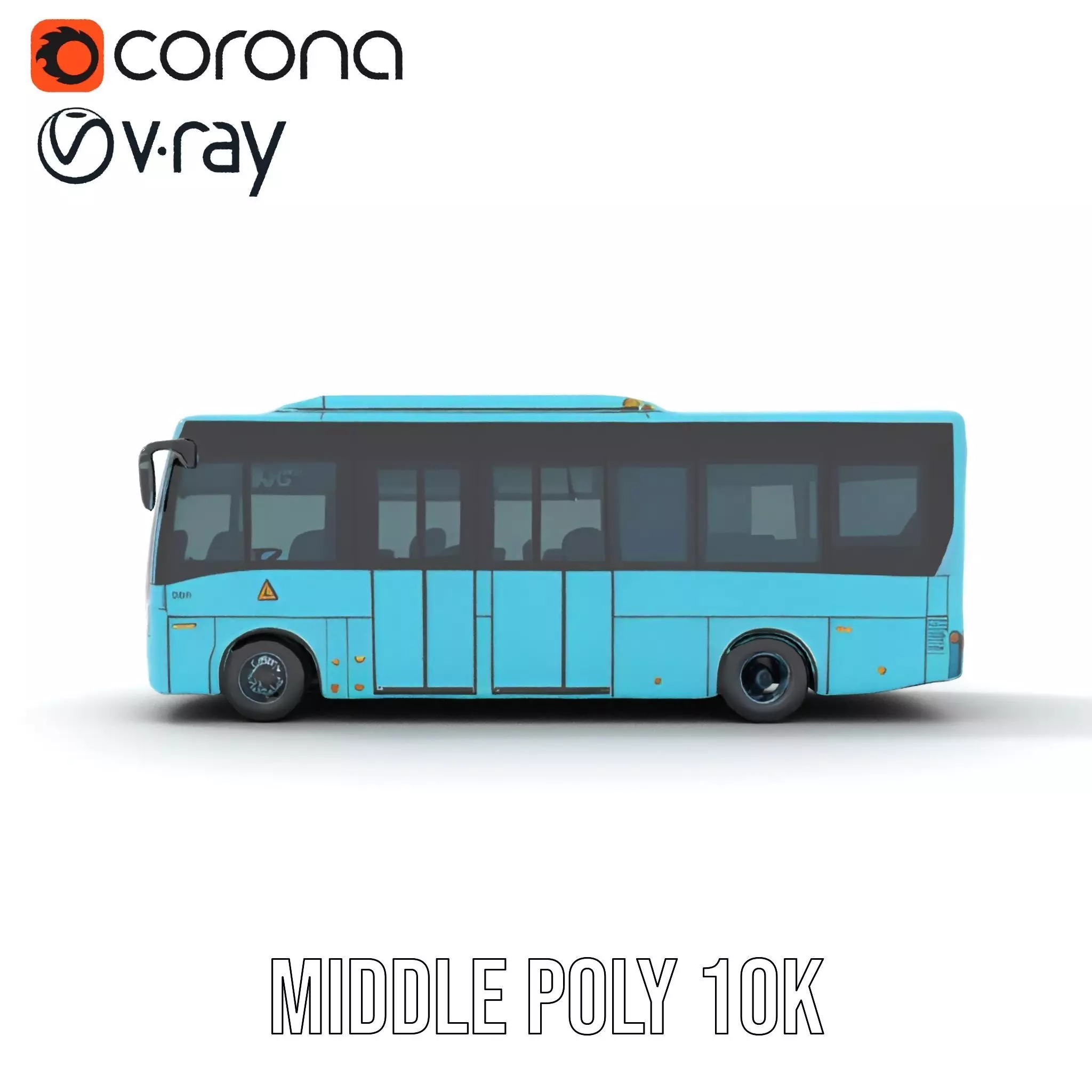 Sky Blue Bus model pack Low-poly 3D model_26