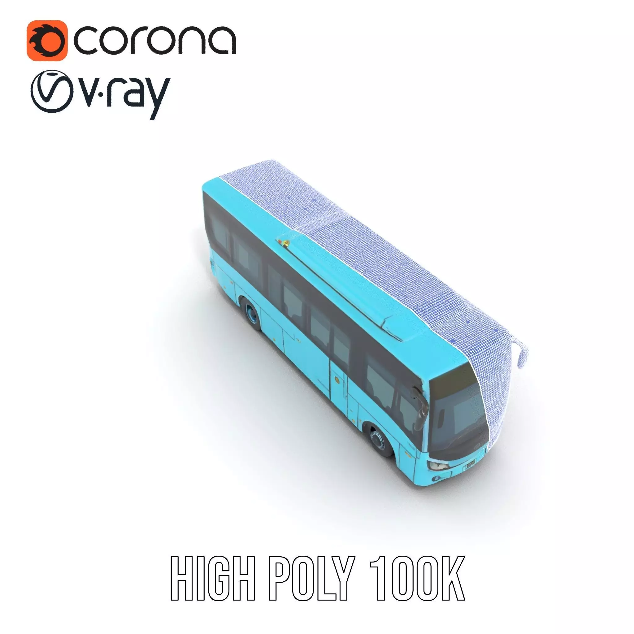 Sky Blue Bus model pack Low-poly 3D model_34