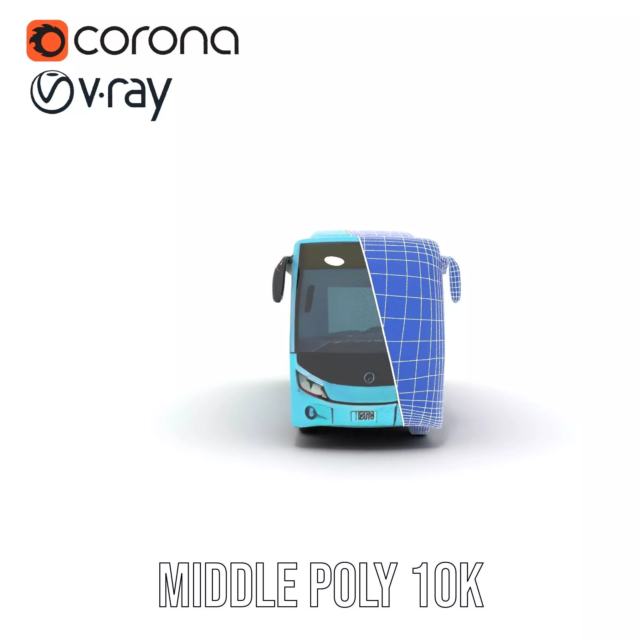 Sky Blue Bus model pack Low-poly 3D model_29