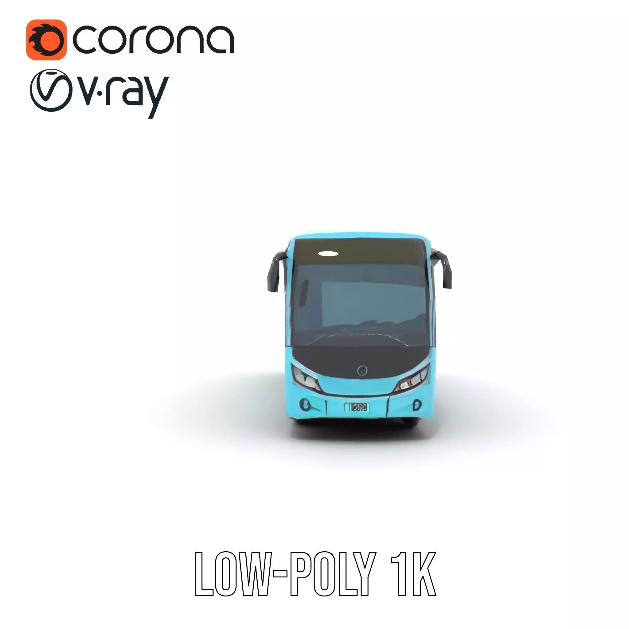 Sky Blue Bus model pack Low-poly 3D model_27