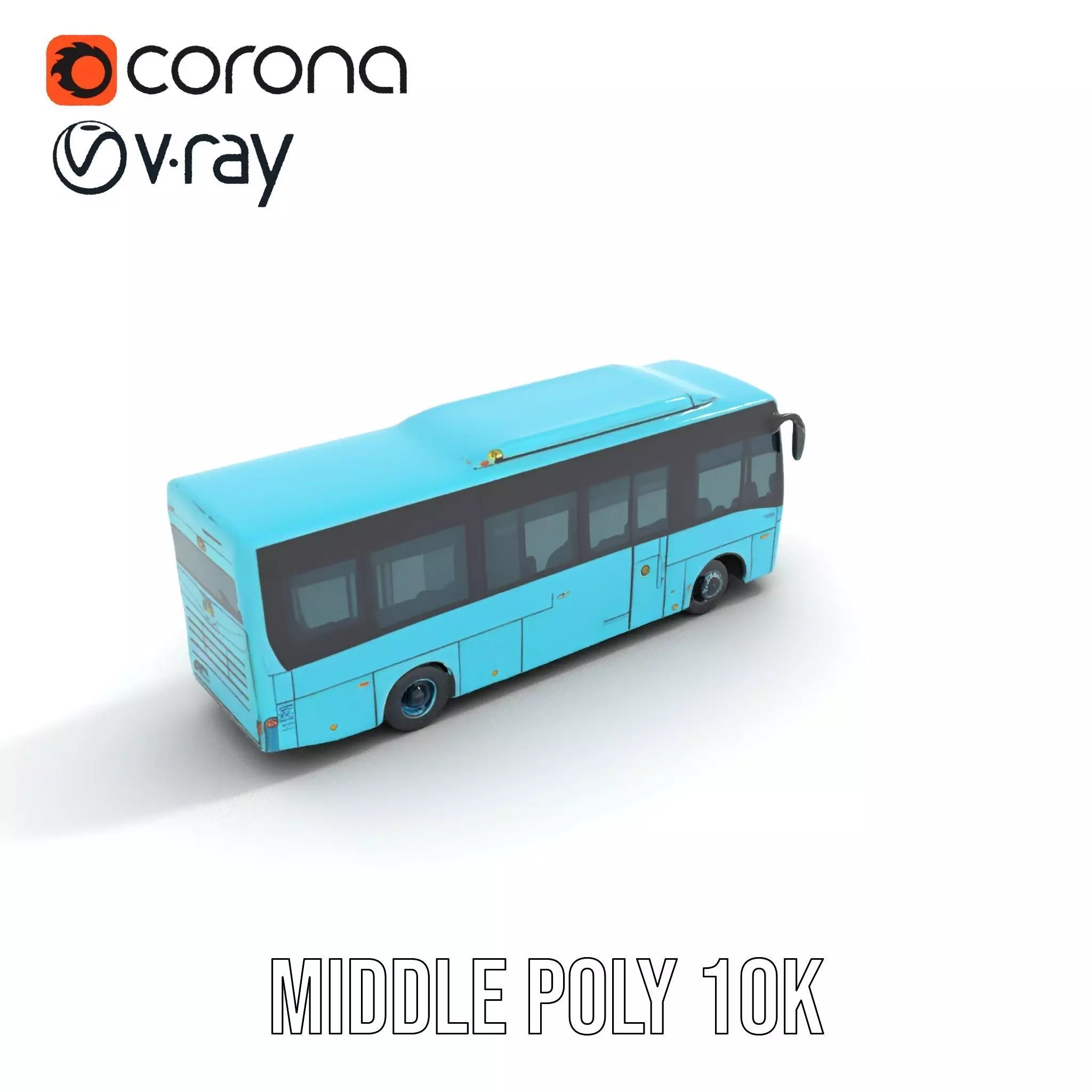 Sky Blue Bus model pack Low-poly 3D model_11
