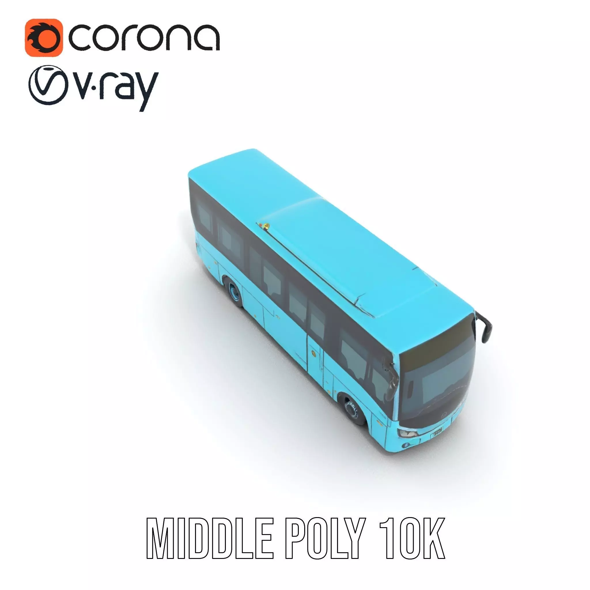 Sky Blue Bus model pack Low-poly 3D model_5