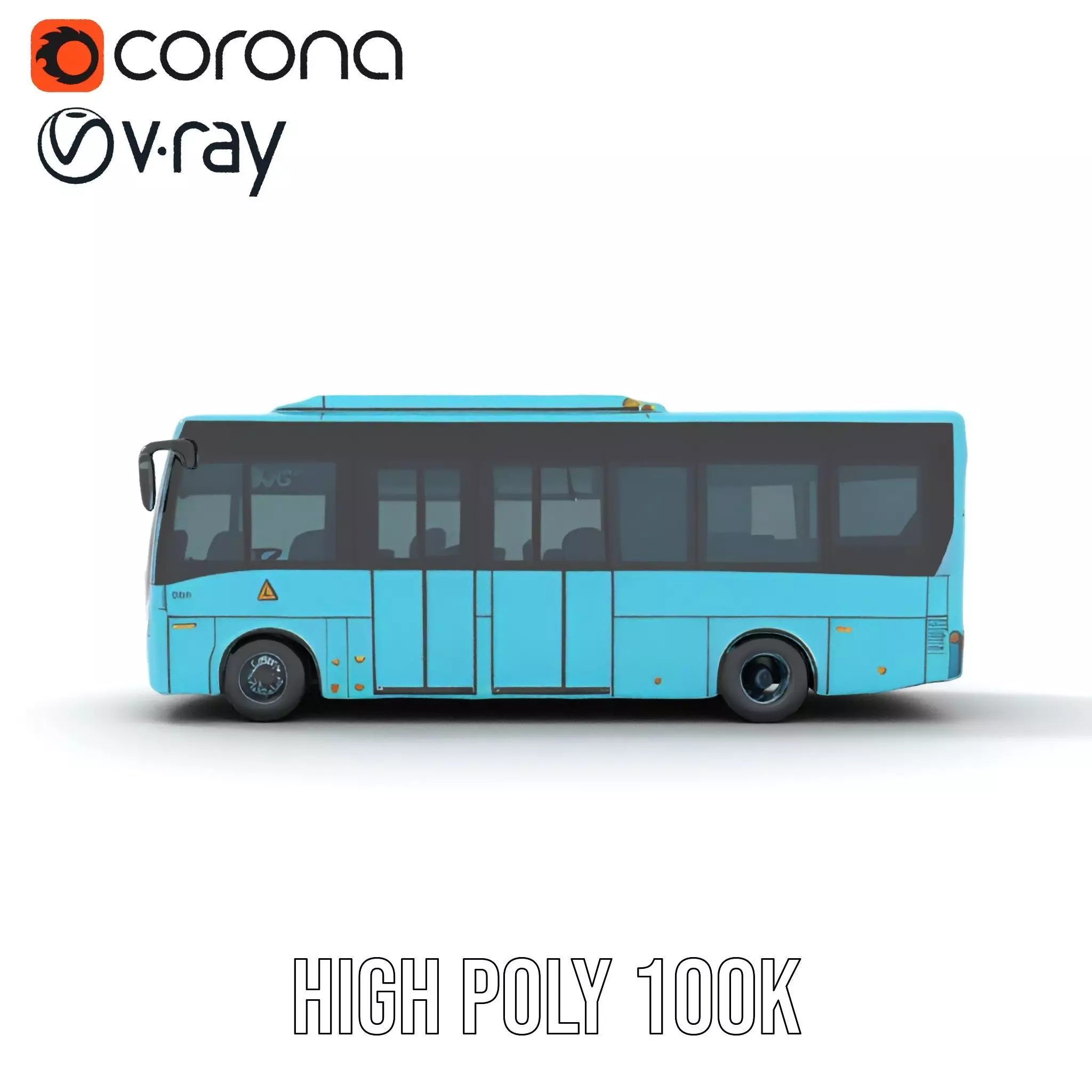 Sky Blue Bus model pack Low-poly 3D model_15
