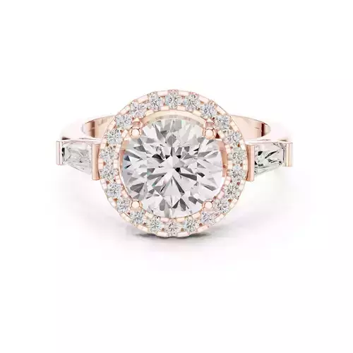 Round and Baguette Diamond Engagement Ring 3DM STL Video