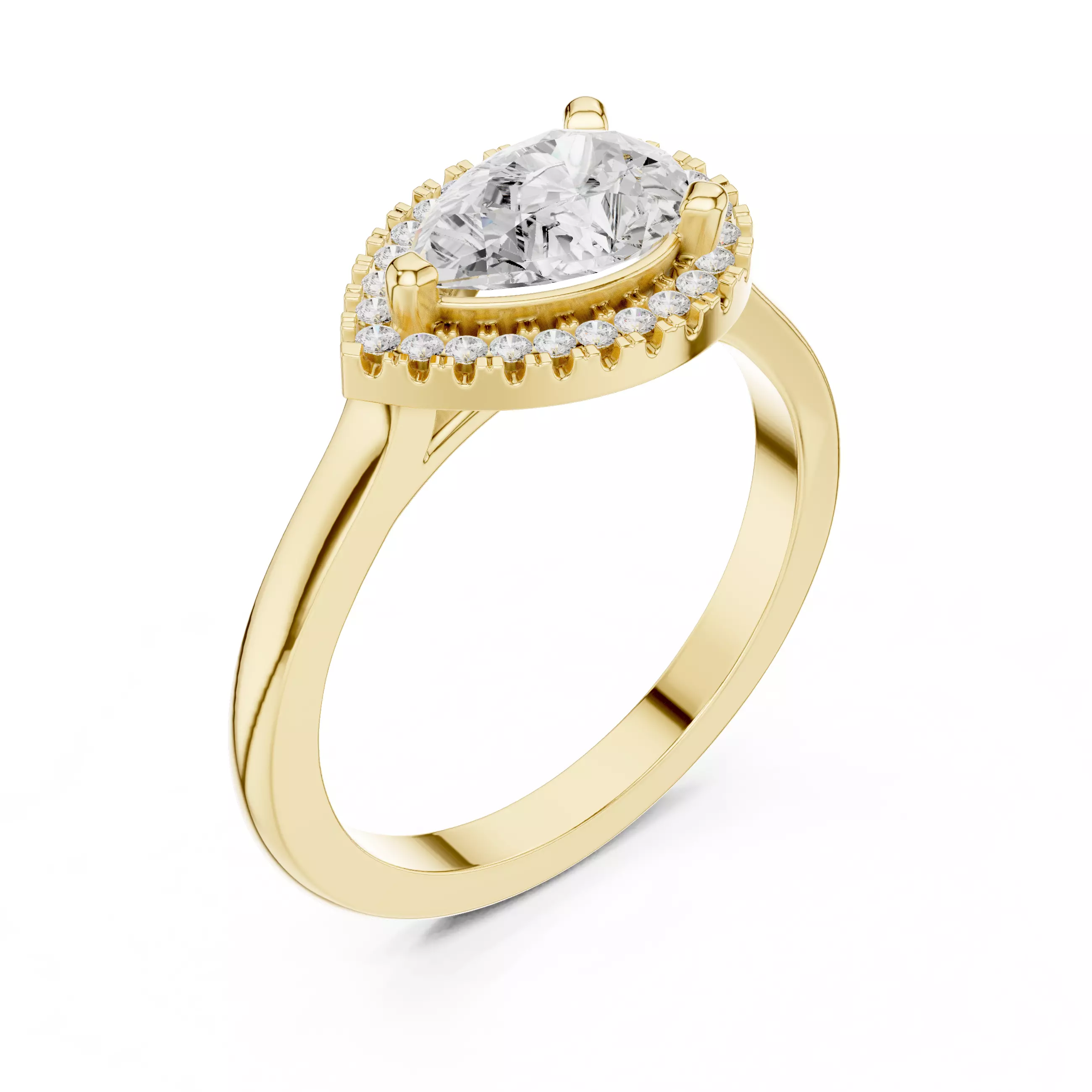 East West Pear Cut Diamond Engagement Wedding Ring 3DM STL Video 3D print model_8