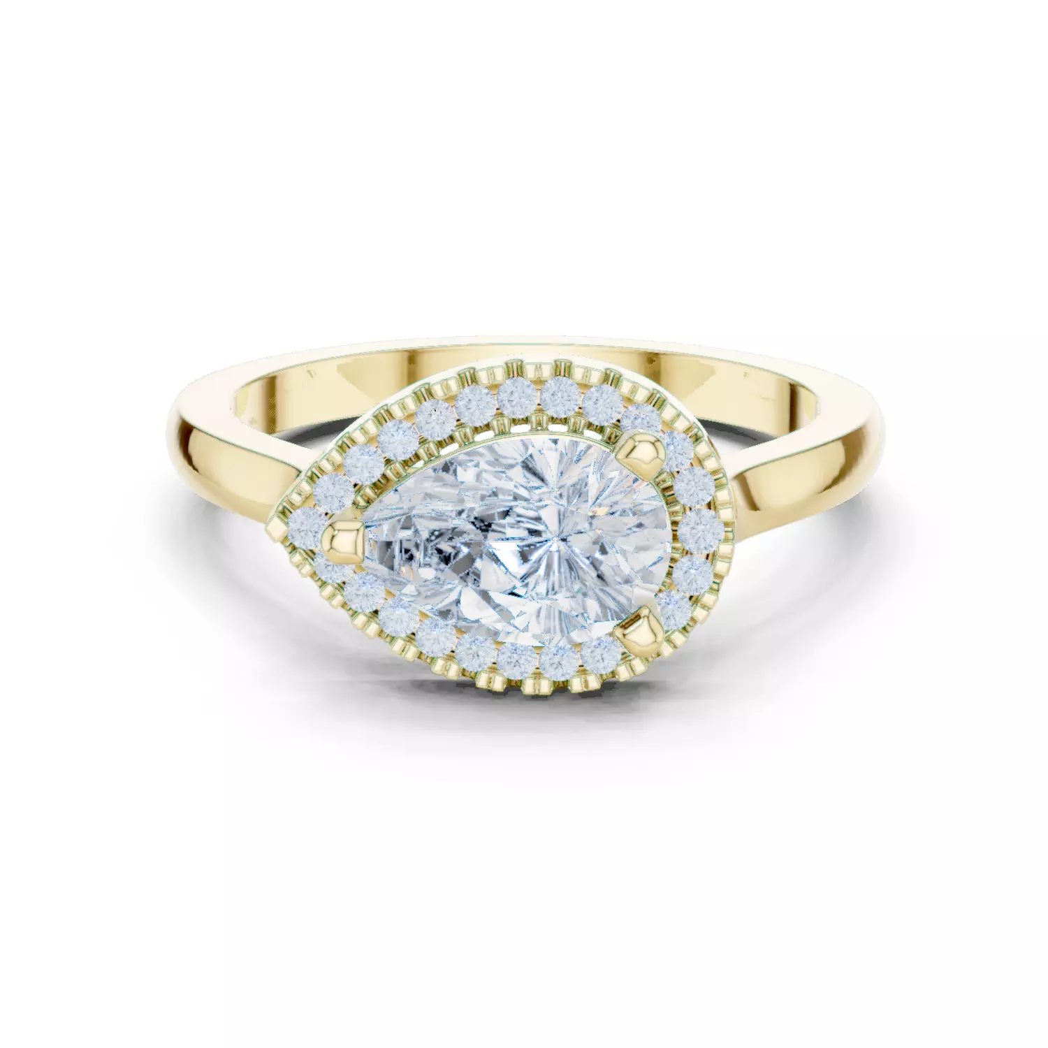 East West Pear Cut Diamond Engagement Wedding Ring 3DM STL Video 3D print model_16