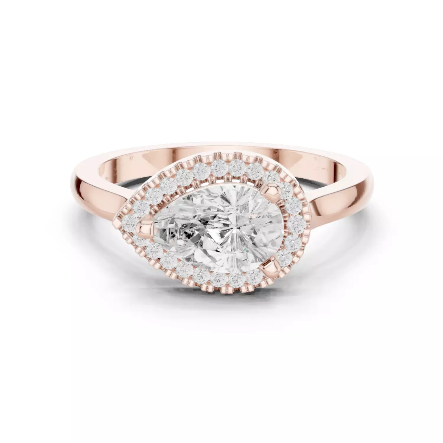 East West Pear Cut Diamond Engagement Wedding Ring 3DM STL Video 3D print model_15