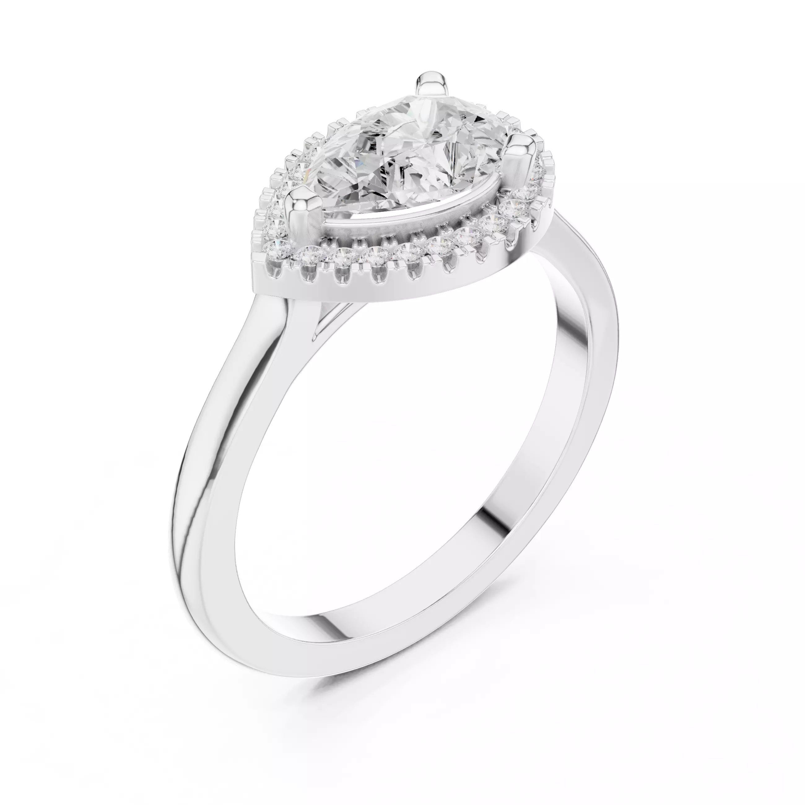 East West Pear Cut Diamond Engagement Wedding Ring 3DM STL Video 3D print model_12