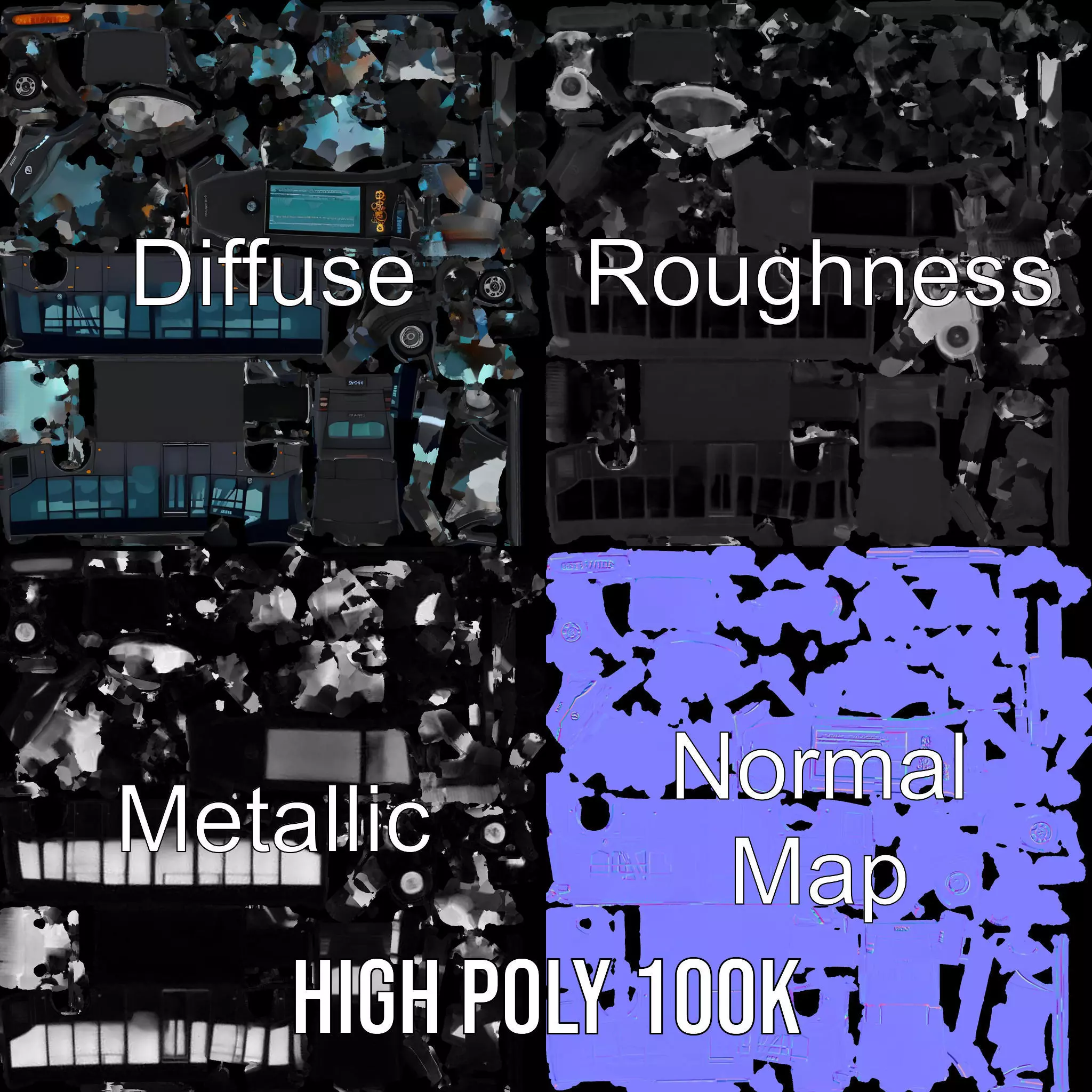 Modern Urban Bus model pack Low-poly 3D model_3