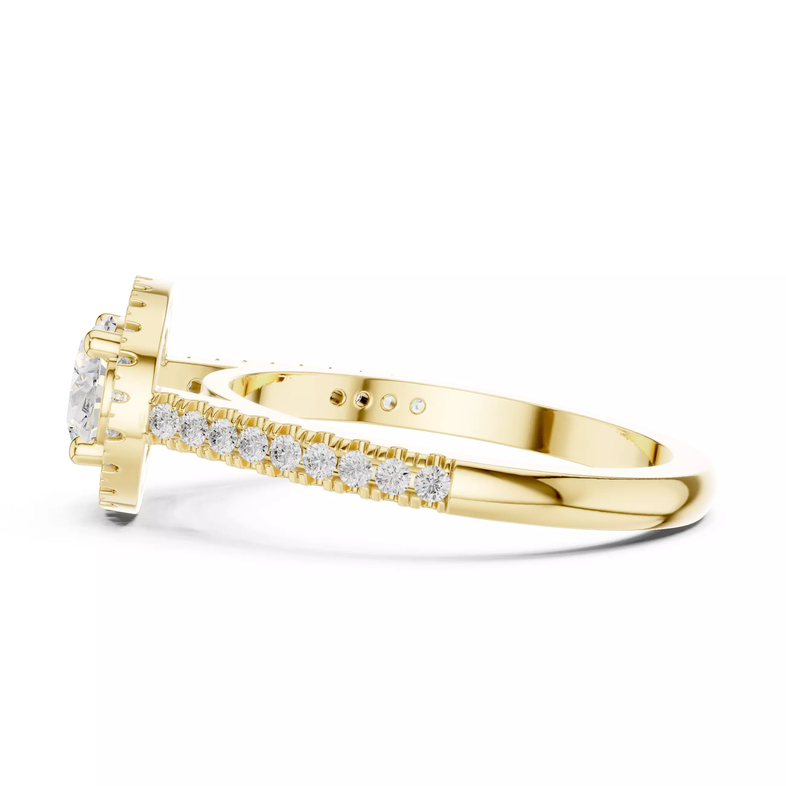 East West Oval Cut Halo Diamond Engagement Ring 3DM STL Video 3D print model_10