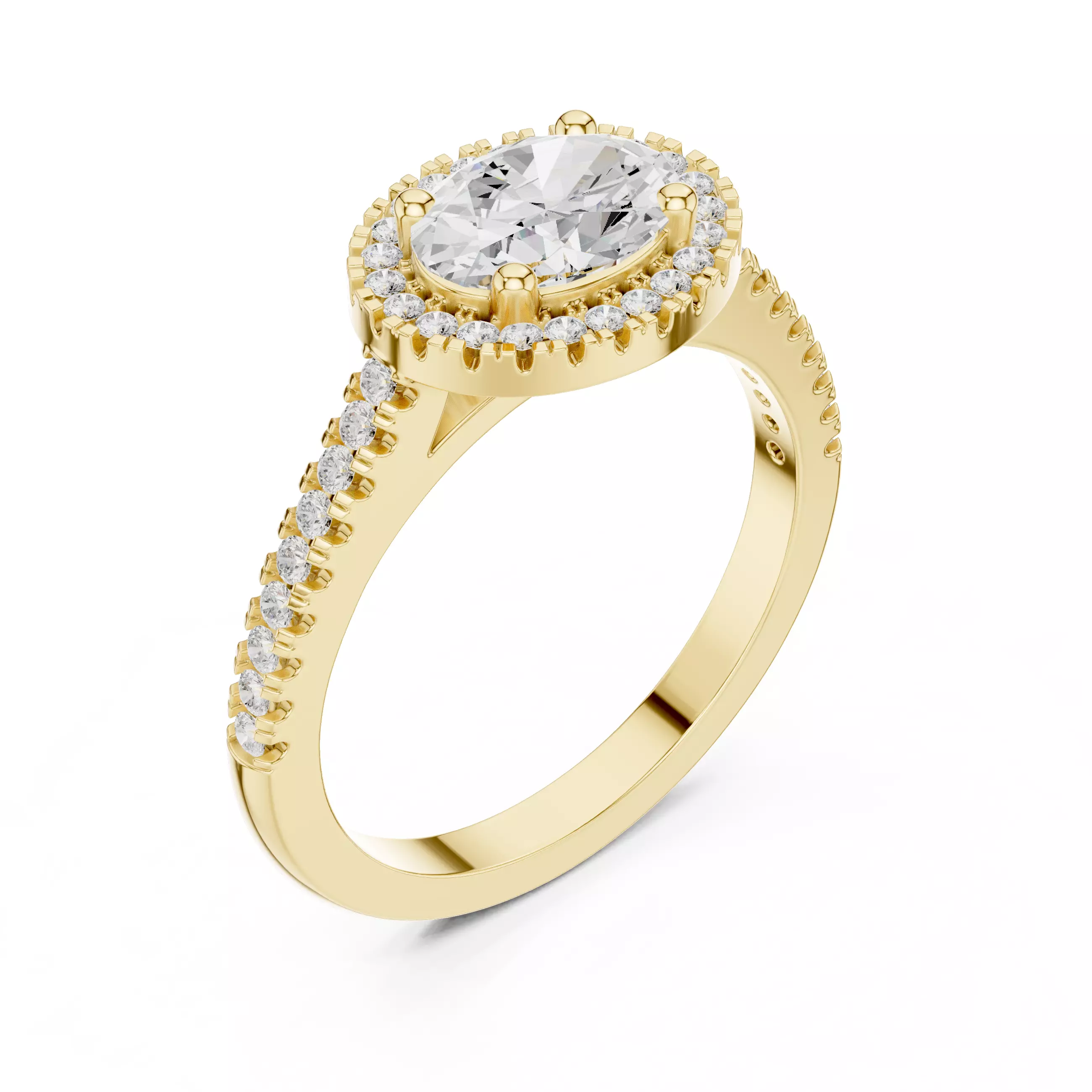 East West Oval Cut Halo Diamond Engagement Ring 3DM STL Video 3D print model_8