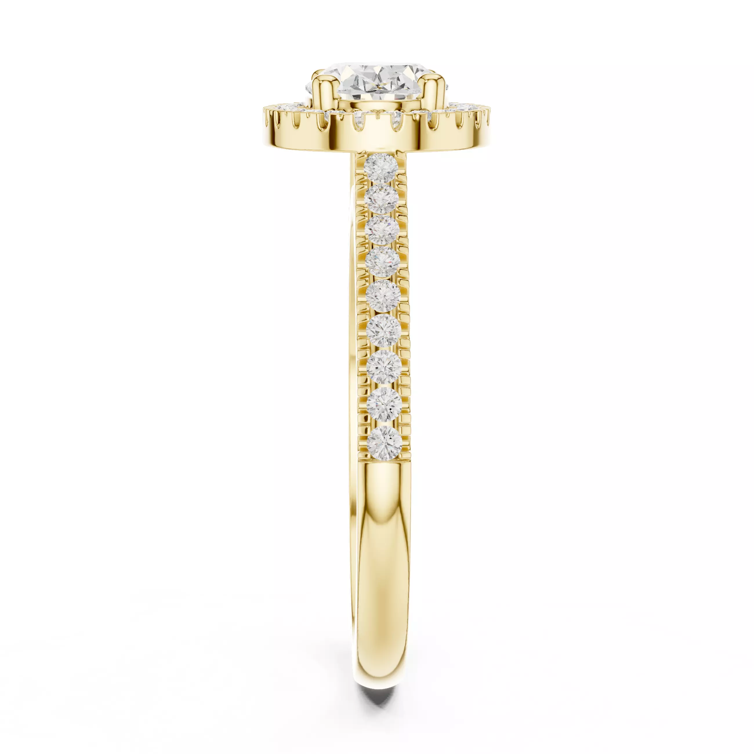 East West Oval Cut Halo Diamond Engagement Ring 3DM STL Video 3D print model_9