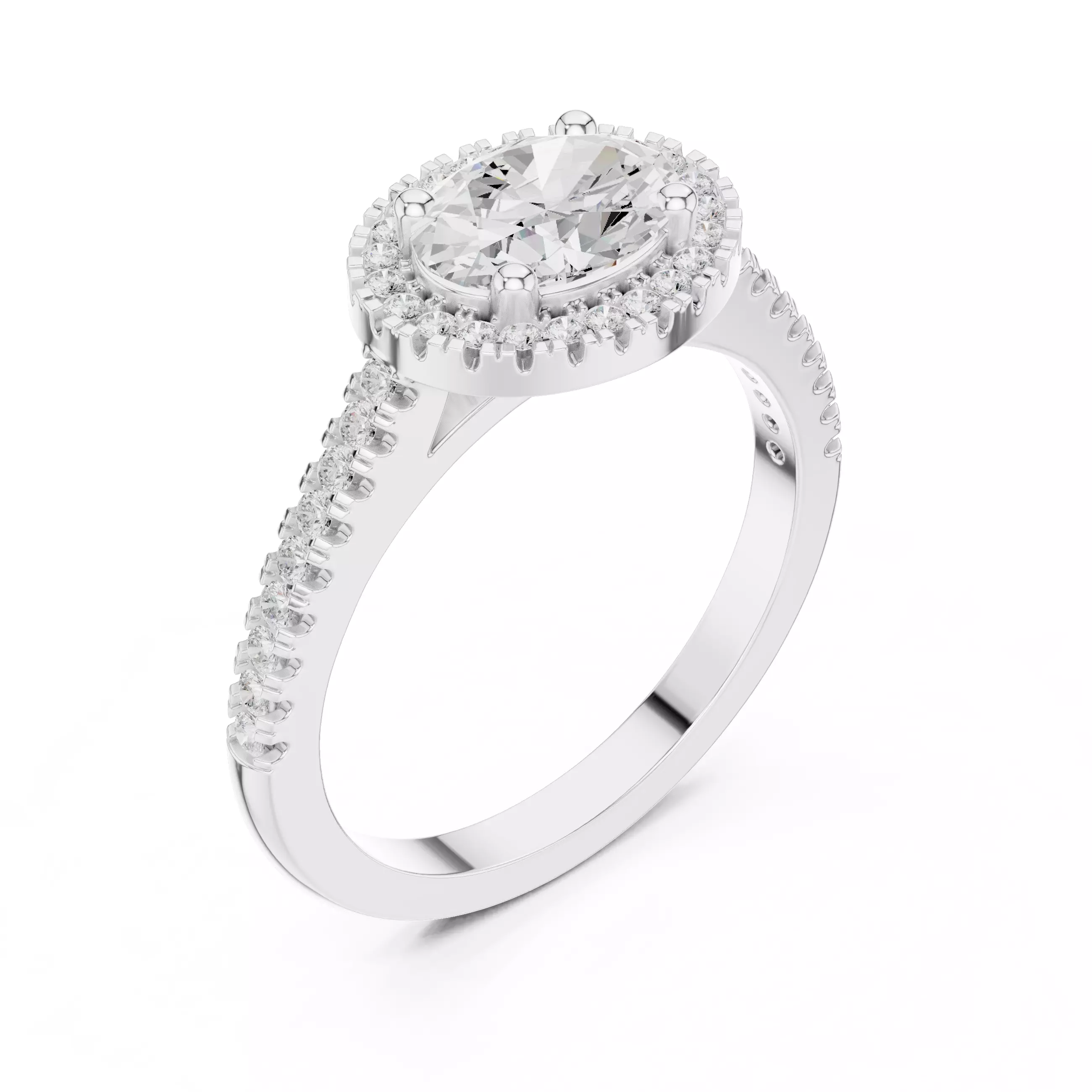 East West Oval Cut Halo Diamond Engagement Ring 3DM STL Video 3D print model_12