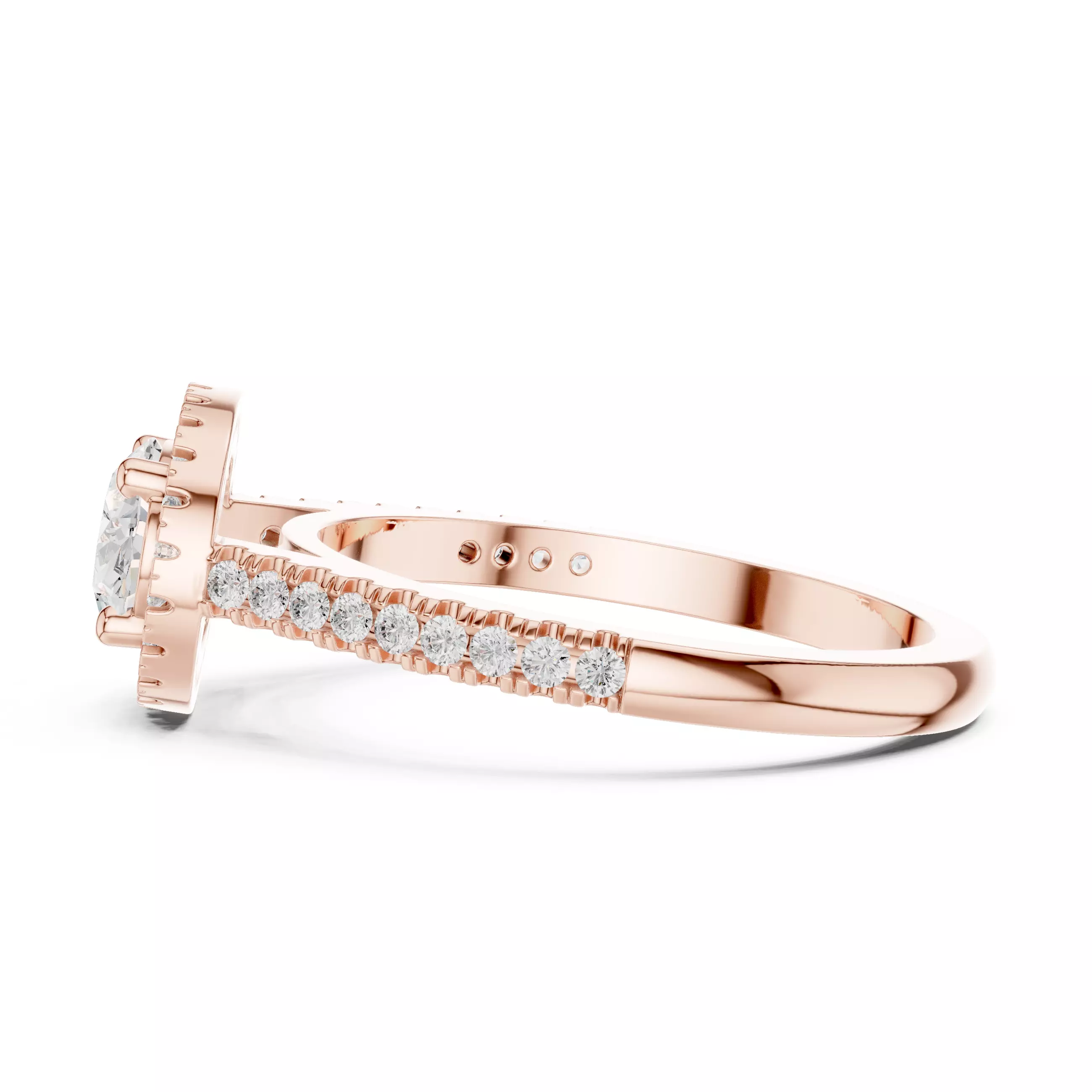 East West Oval Cut Halo Diamond Engagement Ring 3DM STL Video 3D print model_6