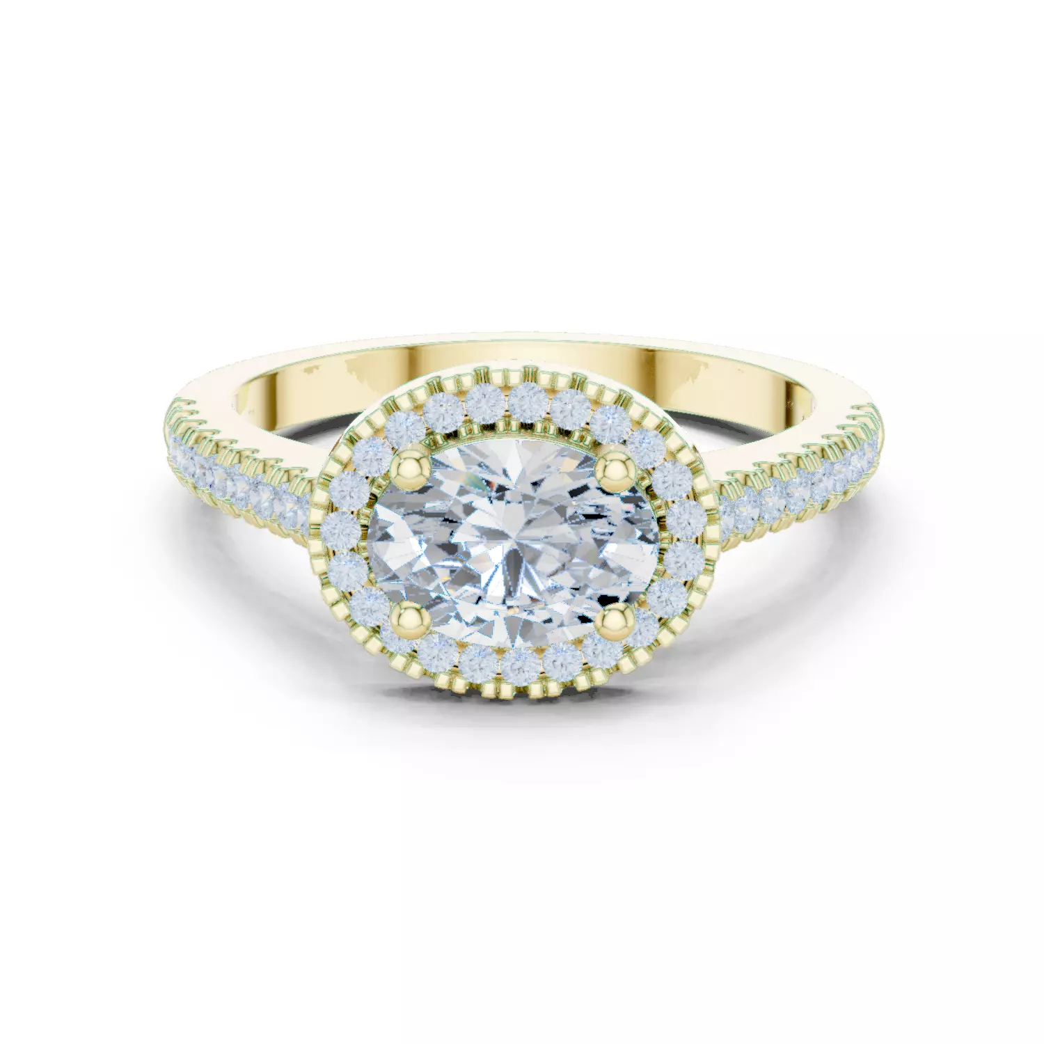 East West Oval Cut Halo Diamond Engagement Ring 3DM STL Video 3D print model_16