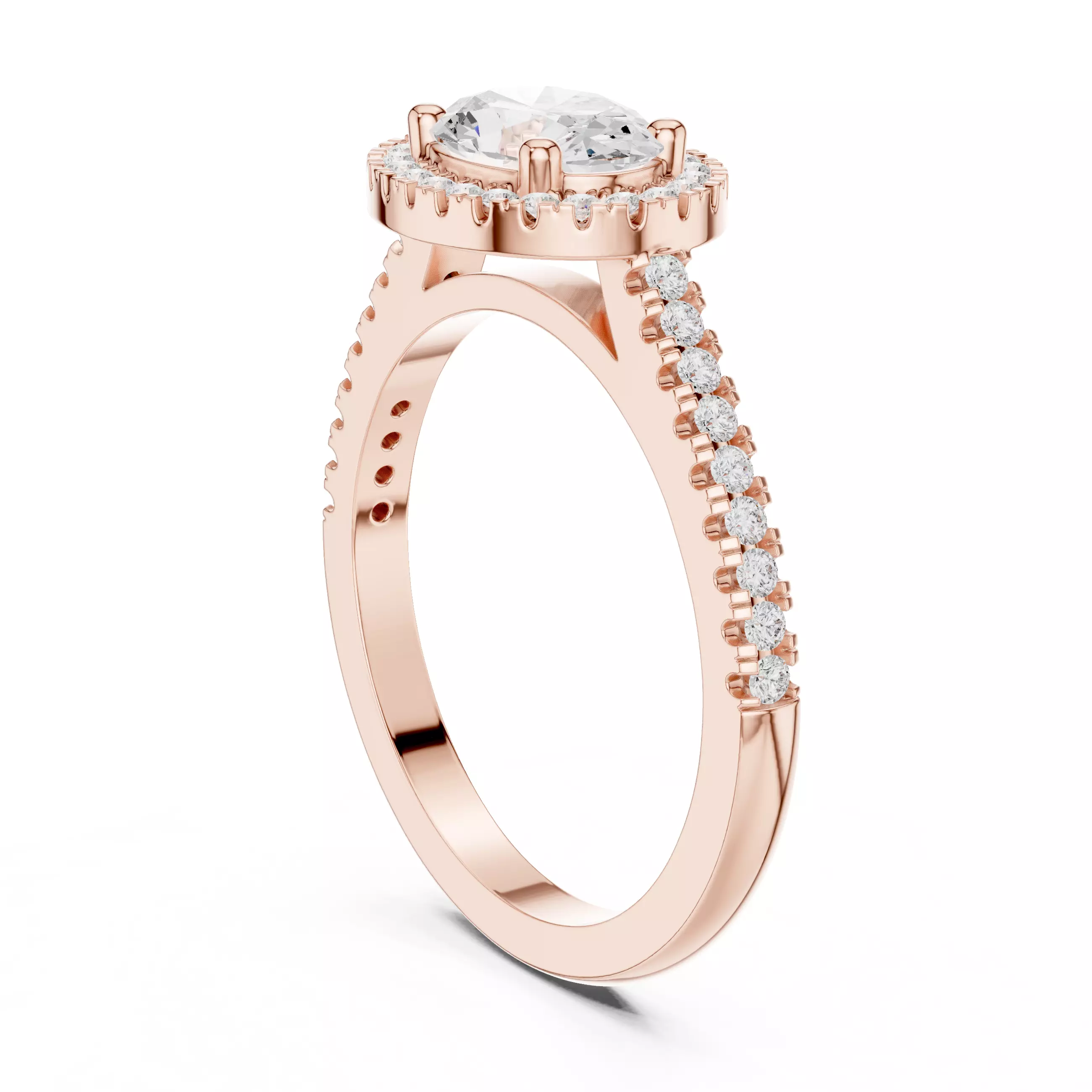 East West Oval Cut Halo Diamond Engagement Ring 3DM STL Video 3D print model_3