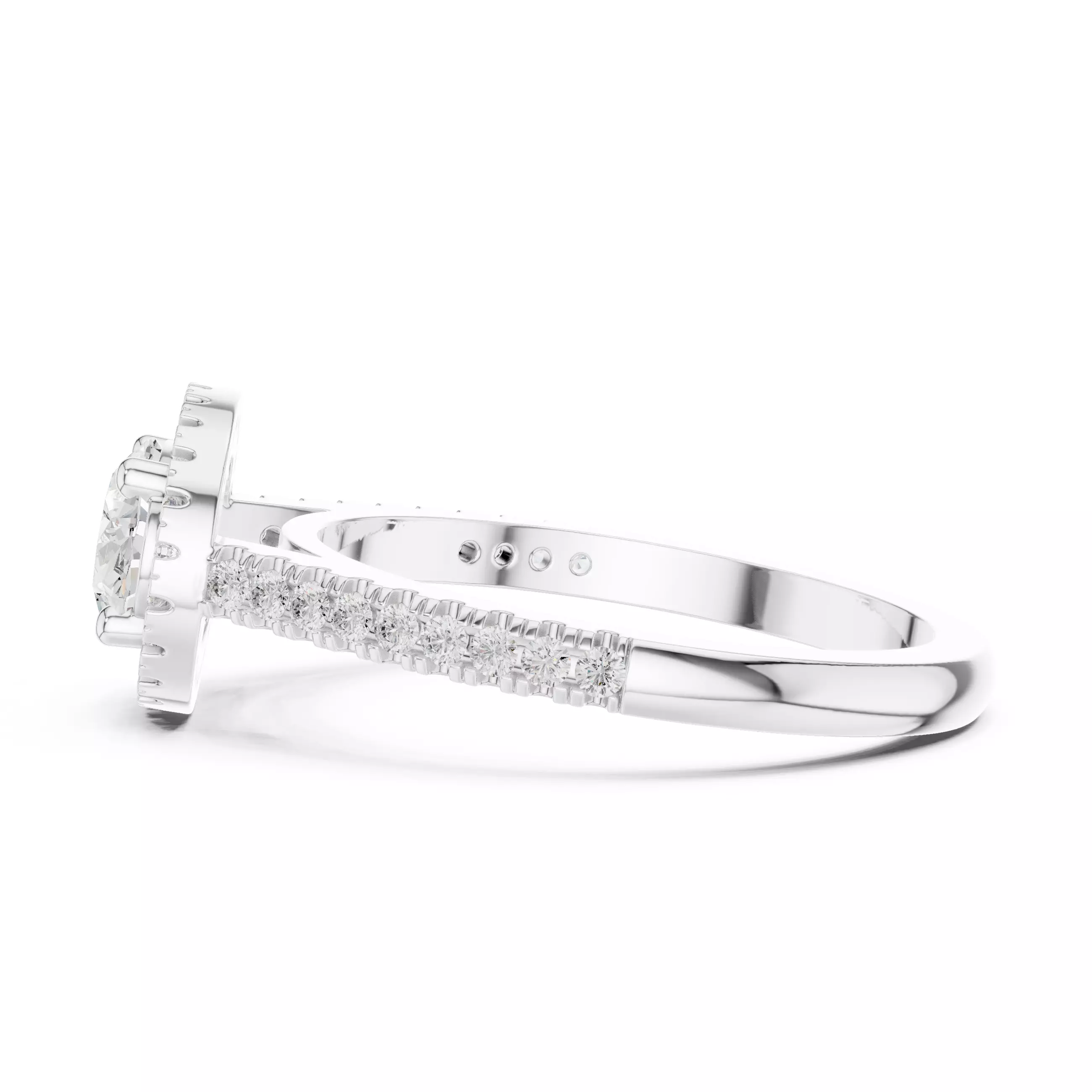 East West Oval Cut Halo Diamond Engagement Ring 3DM STL Video 3D print model_14