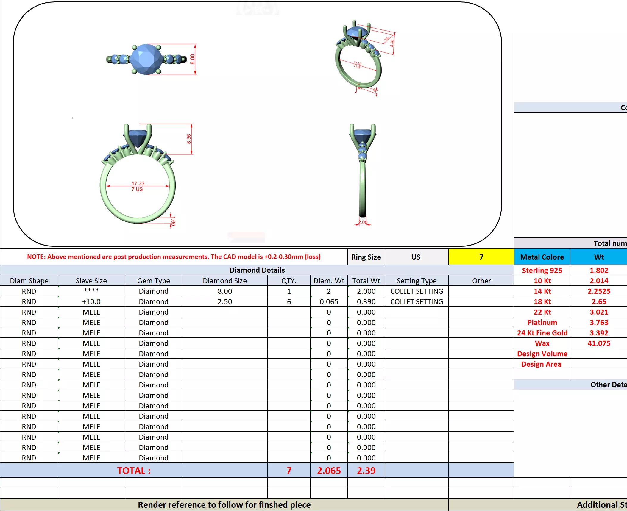8mm Round Cut Seven Diamond Engagement Ring 3DM STL Video 3D print model_13