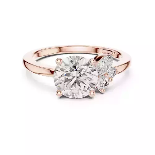 Round and Marquise Cut Diamond Engagement Ring 3DM STL Video