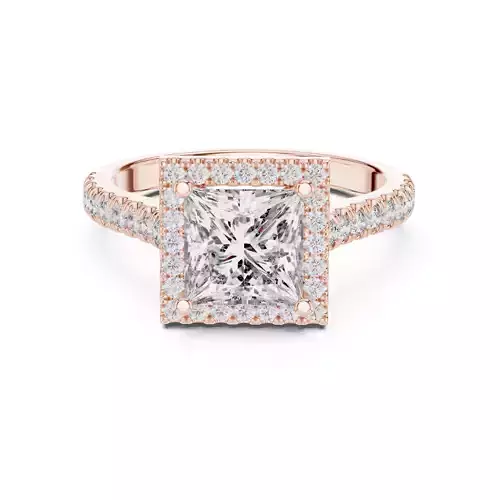 Princess Cut Halo Diamond Engagement Wedding Ring 3DM STL Video