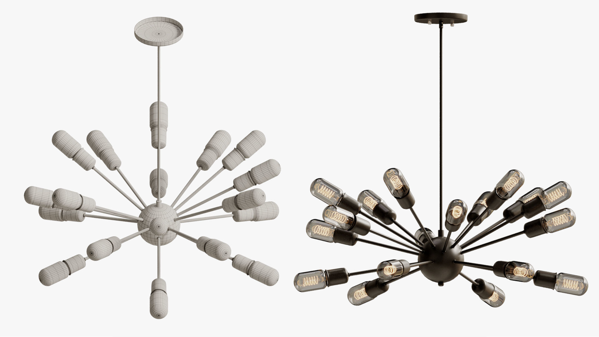 Hanging lamp loft industrial sputnik chandelier elliptical  3D model_6