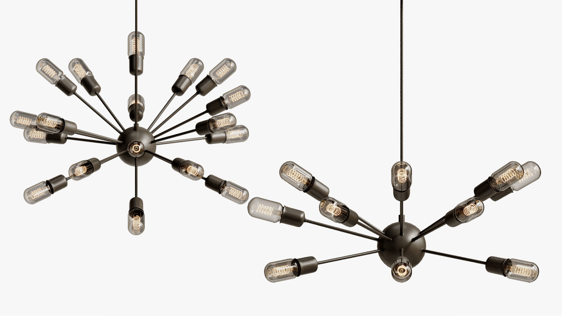 Hanging lamp loft industrial sputnik chandelier elliptical  3D model_4