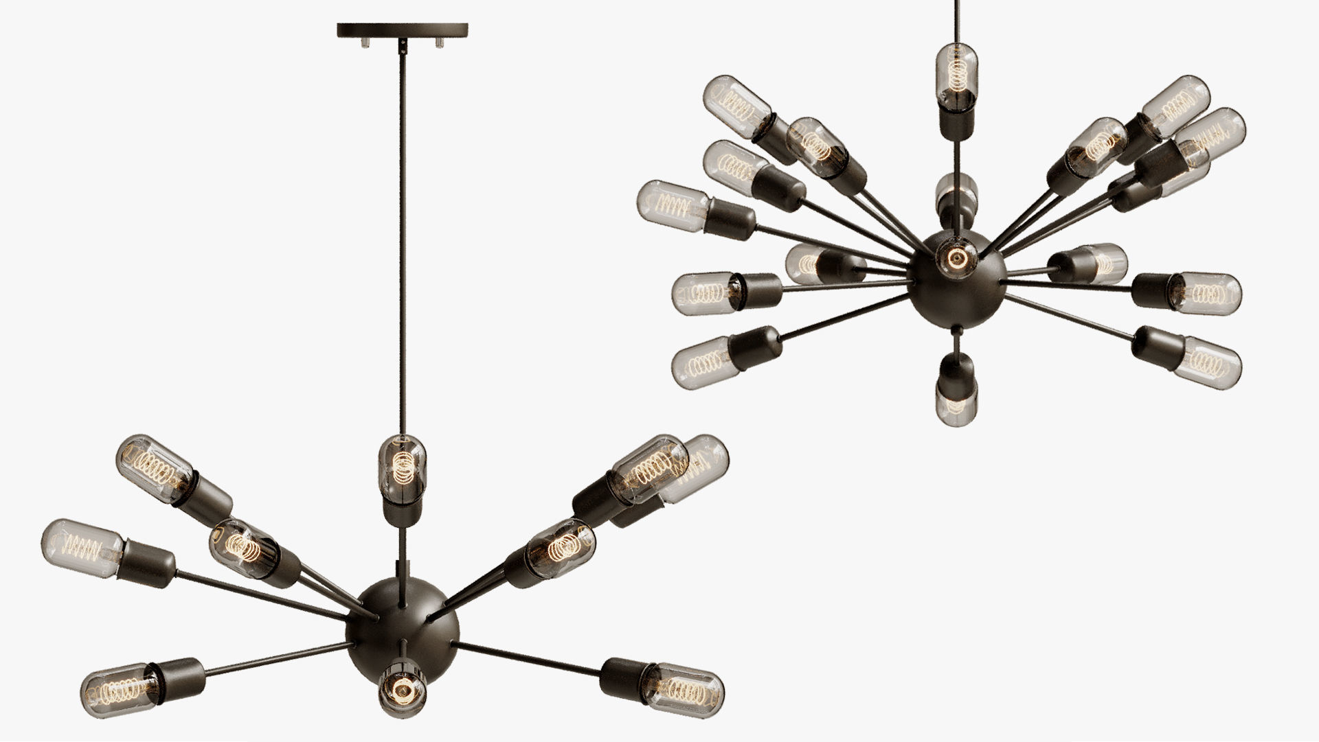 Hanging lamp loft industrial sputnik chandelier elliptical  3D model_2